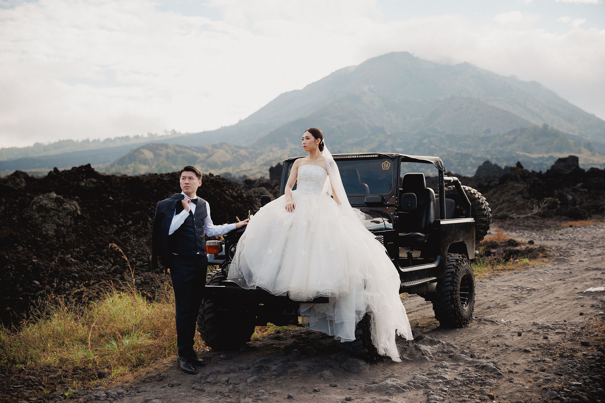 Bali Pre-Wedding Photoshoot | Mt. Batur Lava Fields, Blangsinga Waterfall & Balangan Beach at Mt. Batur Lava Fields pre-wedding photo