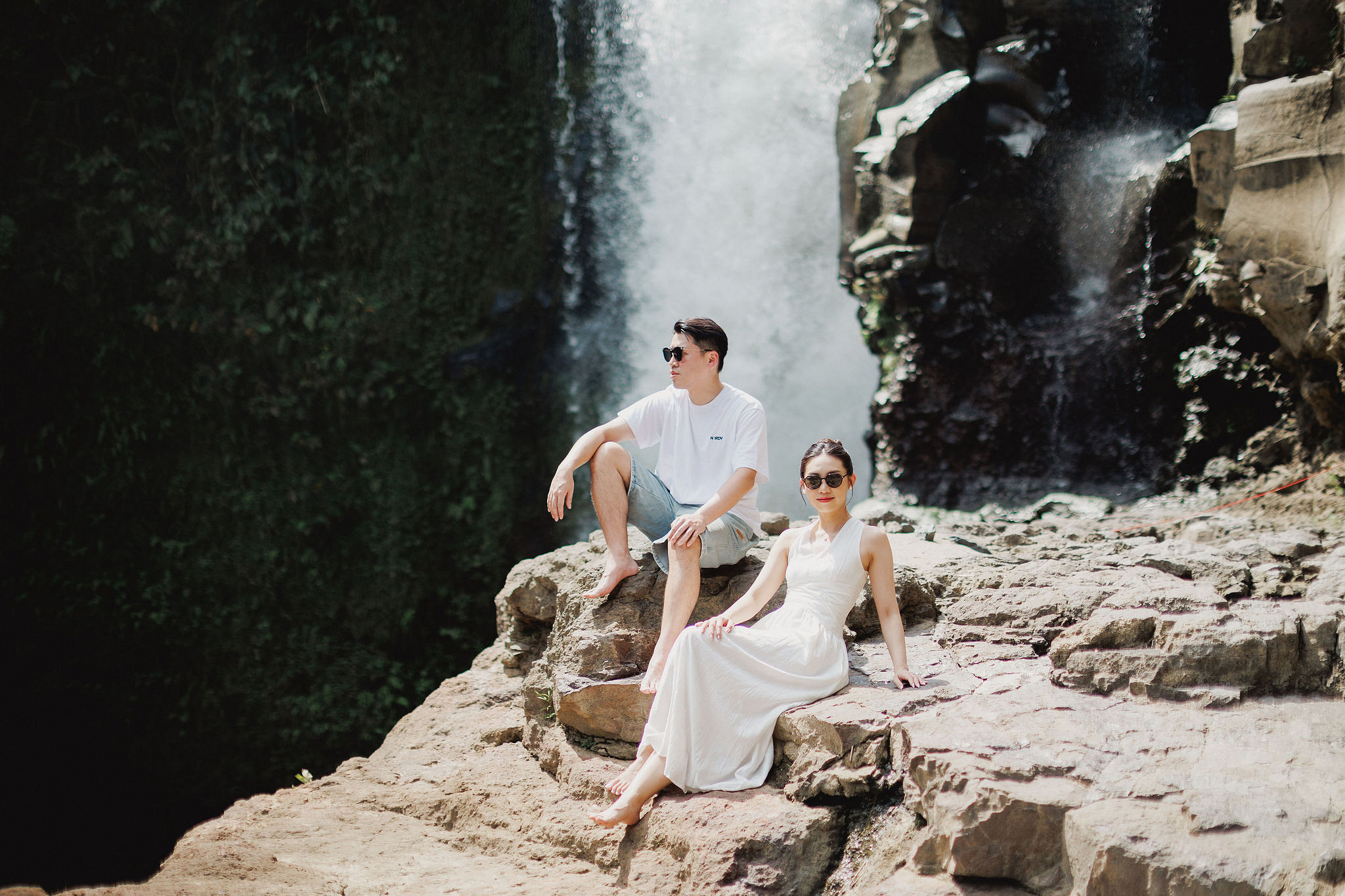 Bali Pre-Wedding Photoshoot | Mt. Batur Lava Fields, Blangsinga Waterfall & Balangan Beach at Blangsinga Waterfall pre-wedding photo