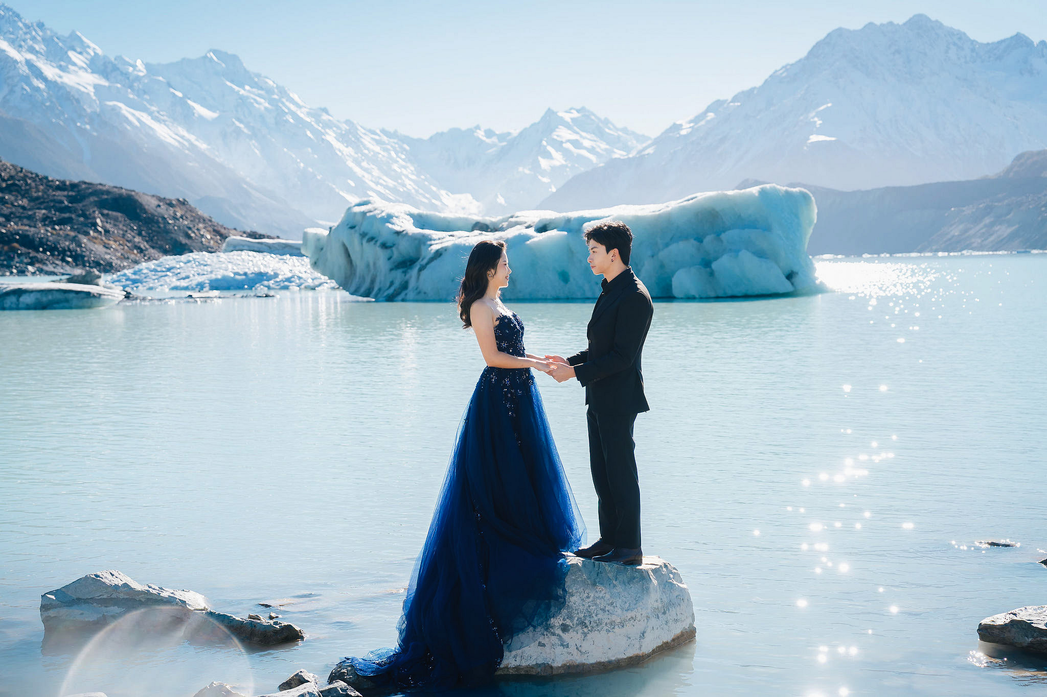 New Zealand Pre-Wedding Photoshoot | Lake Wakatipu & Cecil Peak, Glacier & Mount Cook National Park at Glacier pre-wedding photo