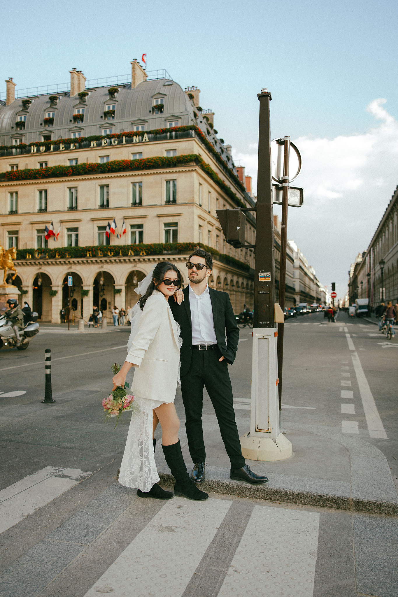 Paris Pre-Wedding Photoshoot | Place du Trocadéro, Avenue de Camoëns, Parisian Café, Tuileries Garden & Louvre at Parisian Café pre-wedding photo