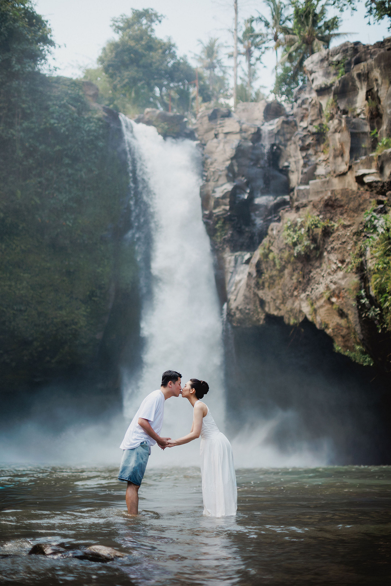 Bali Pre-Wedding Photoshoot | Mt. Batur Lava Fields, Blangsinga Waterfall & Balangan Beach at Blangsinga Waterfall pre-wedding photo