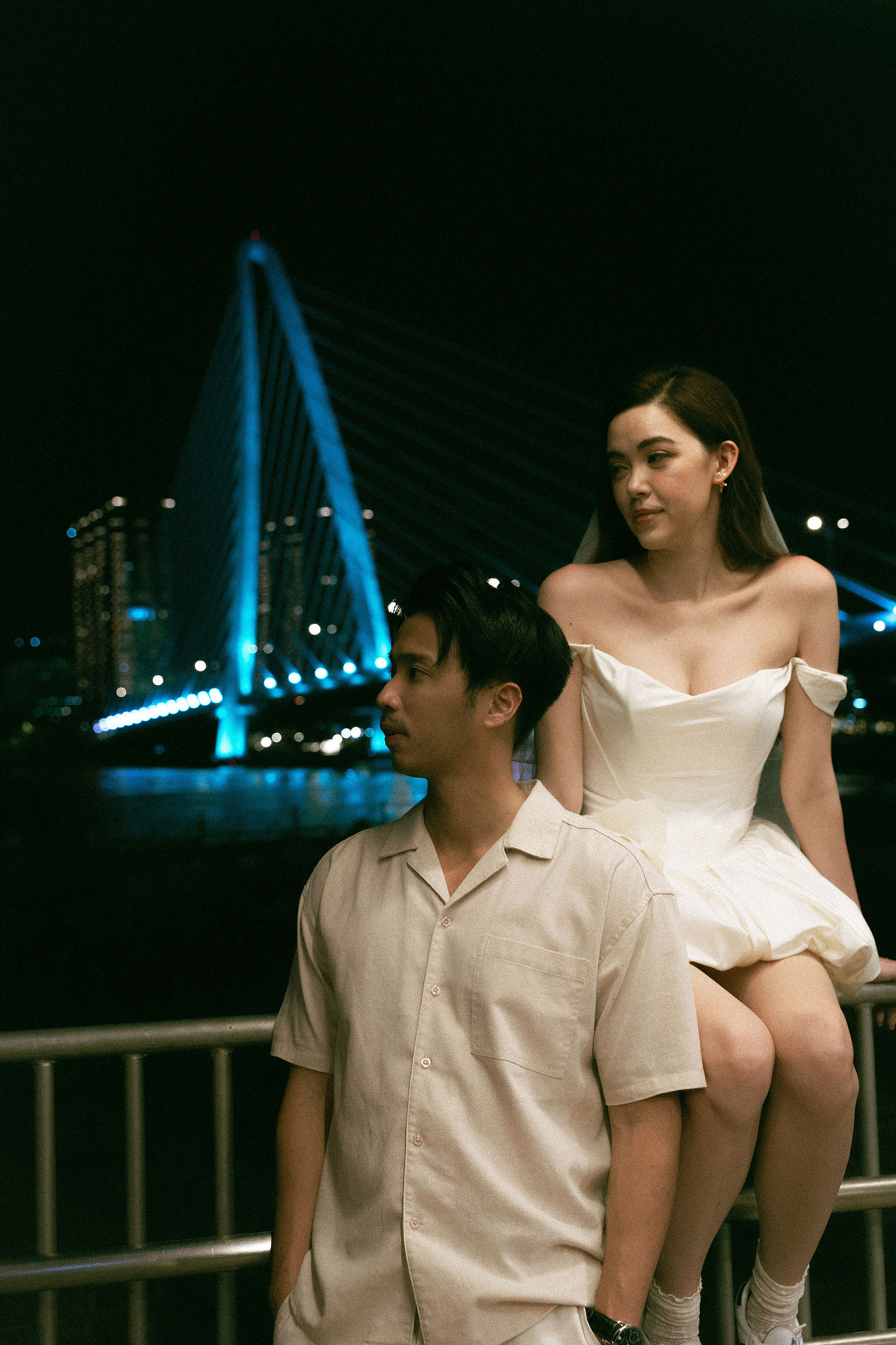 Ho Chi Minh Vietnam Pre-Wedding Photoshoot | European Film Studio, Market Streets & Saigon Bridge at Saigon Bridge pre-wedding photo