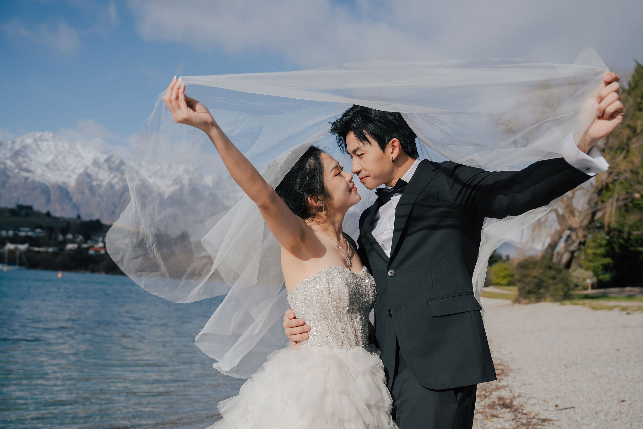 New Zealand Pre-Wedding Photoshoot | Lake Wakatipu & Cecil Peak, Glacier & Mount Cook National Park at Lake Wakatipu & Cecil Peak pre-wedding photo