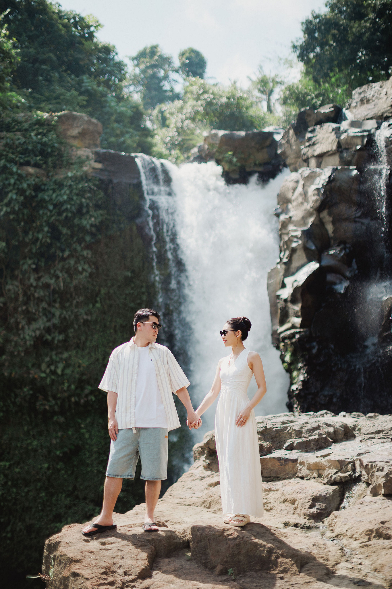 Bali Pre-Wedding Photoshoot | Mt. Batur Lava Fields, Blangsinga Waterfall & Balangan Beach at Blangsinga Waterfall pre-wedding photo