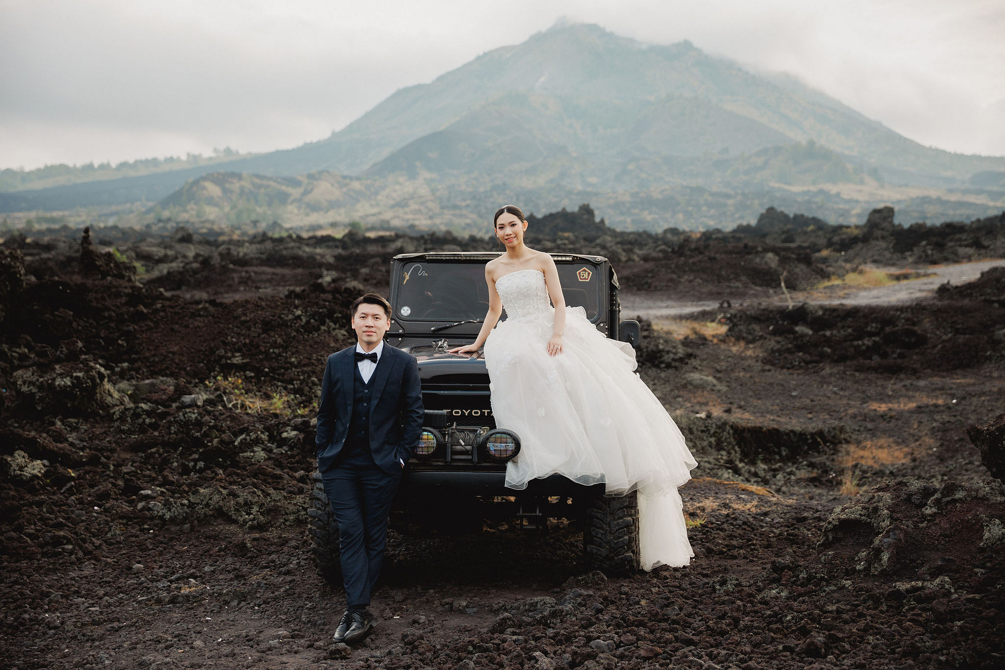 Bali Pre-Wedding Photoshoot | Mt. Batur Lava Fields, Blangsinga Waterfall & Balangan Beach at Mt. Batur Lava Fields pre-wedding photo