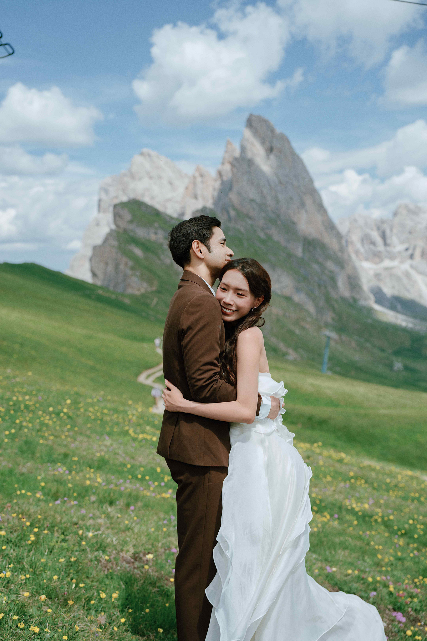 Dolomites Post-Wedding Photoshoot | Lago di Braies, Seceda & Val di Funes at Seceda pre-wedding photo