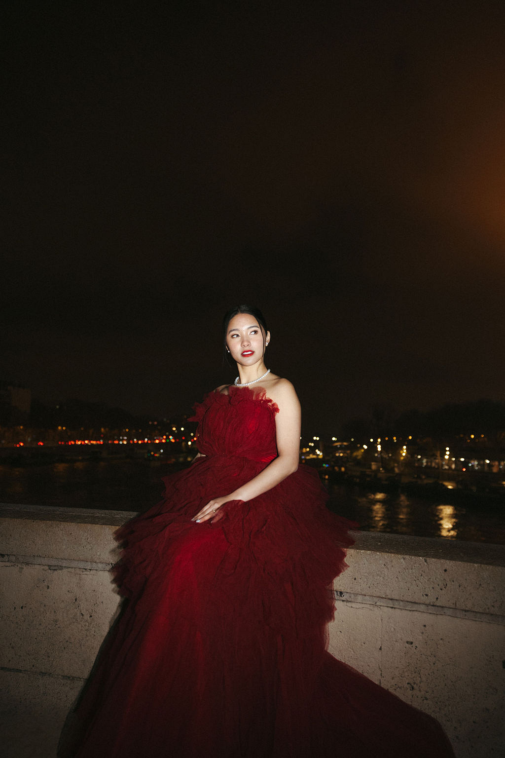 Paris Pre-Wedding Photoshoot with Eiﬀel Tower Louvre Museum Parisian Cafe Vintage Car Rooftop Night at Bir-Hakeim Bridge pre-wedding photo