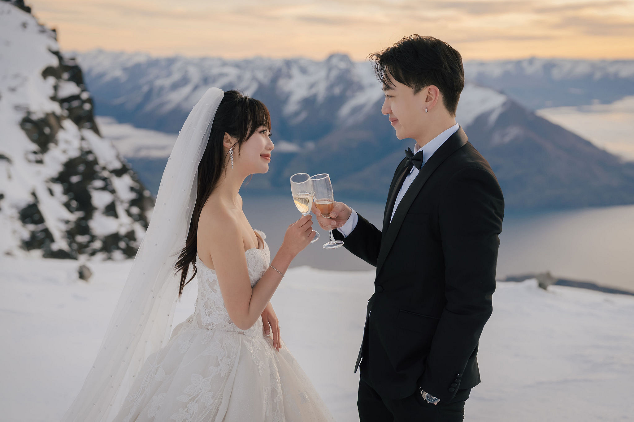 New Zealand Pre-Wedding Photoshoot | Lake Wakatipu, Fog Peak, Lake Tekapo, Glacier & Mount Cook National Park at Fog Peak pre-wedding photo