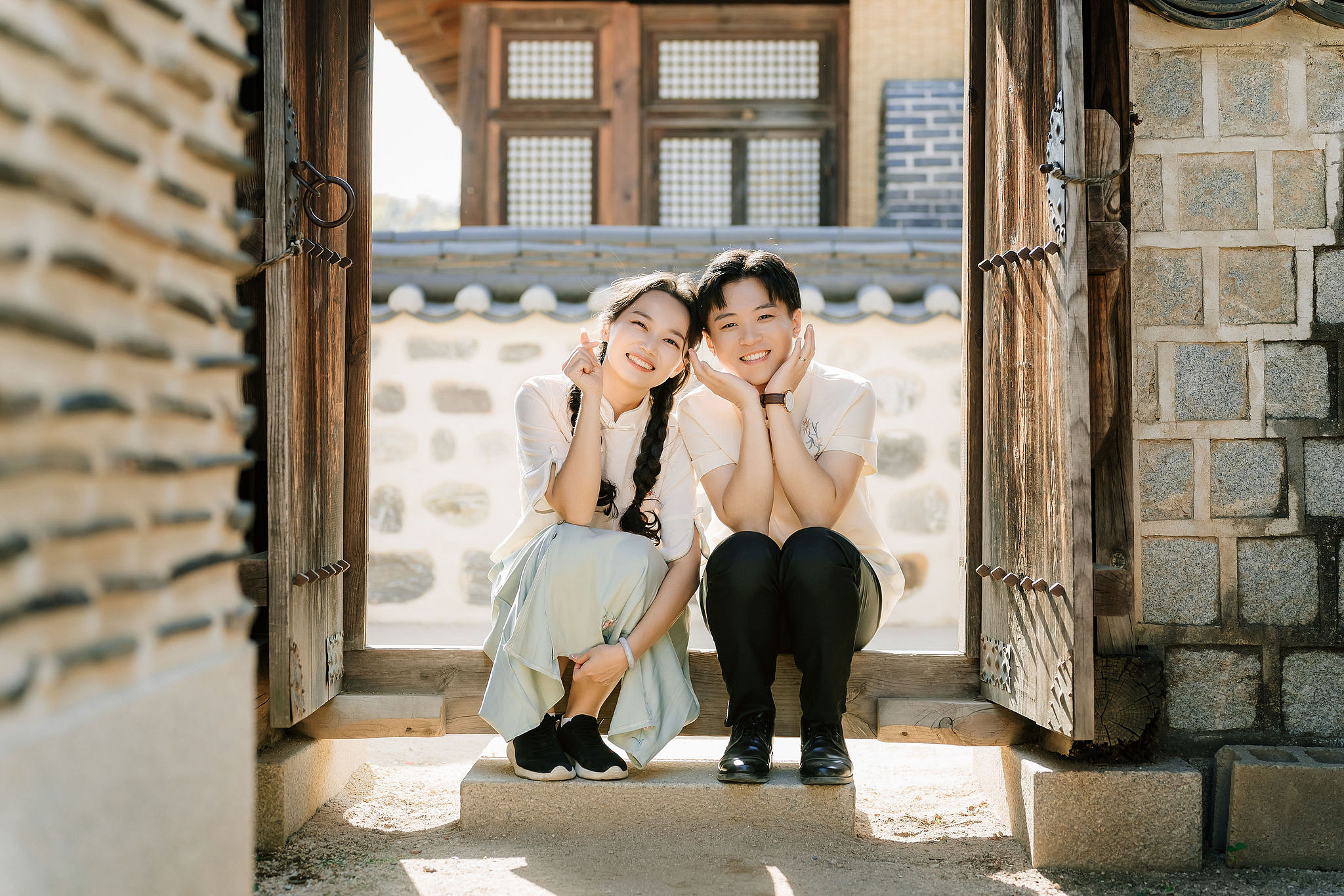 Seoul Pre-Wedding Photoshoot | Seoul Forest, Namsan Tower & Namsangol Hanok Village at Namsangol Hanok Village pre-wedding photo
