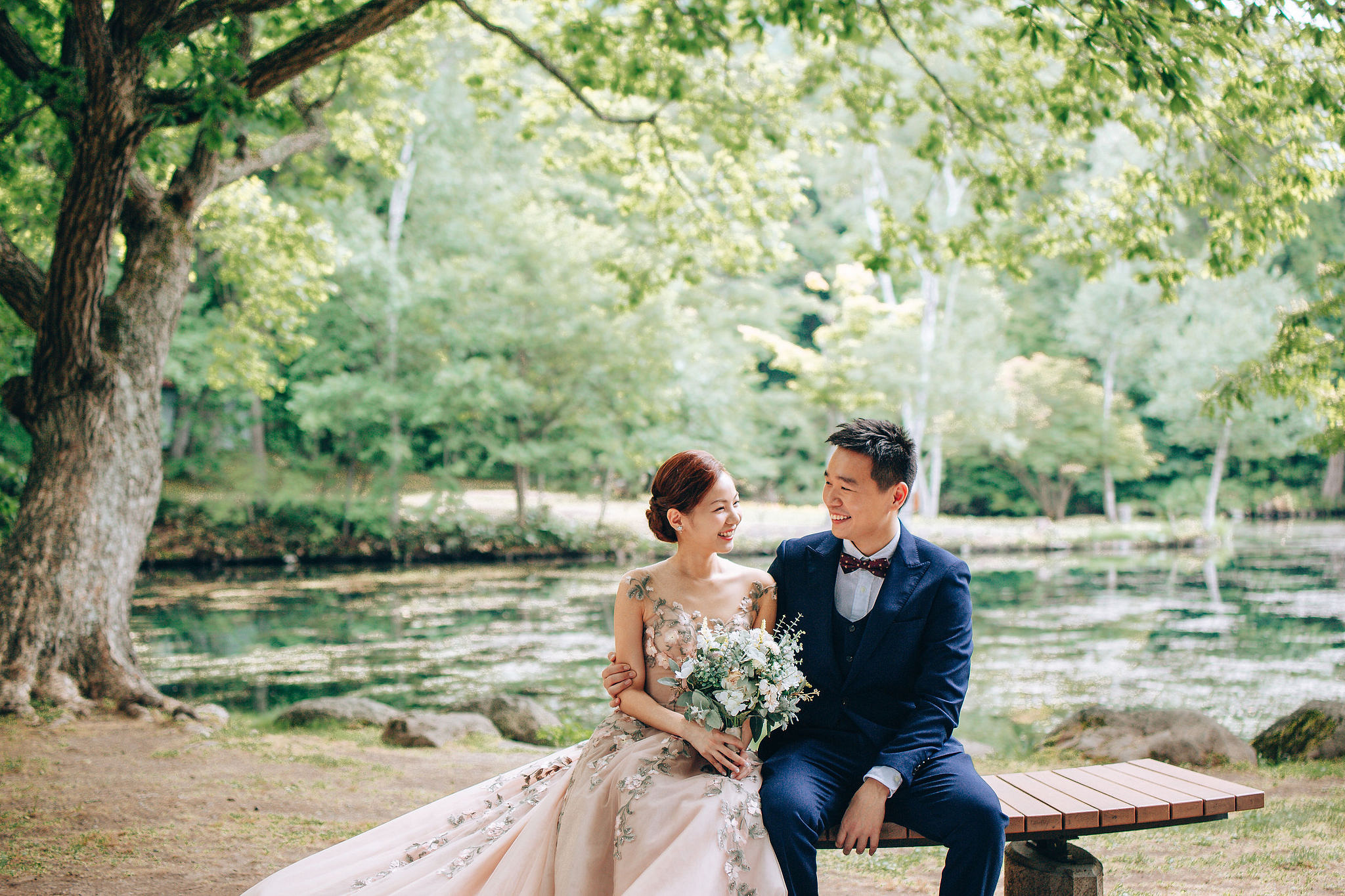 Hokkaido Summer Rainbow Flowers and Railway Track Japan Prewedding Photoshoot at Furano pre-wedding photo