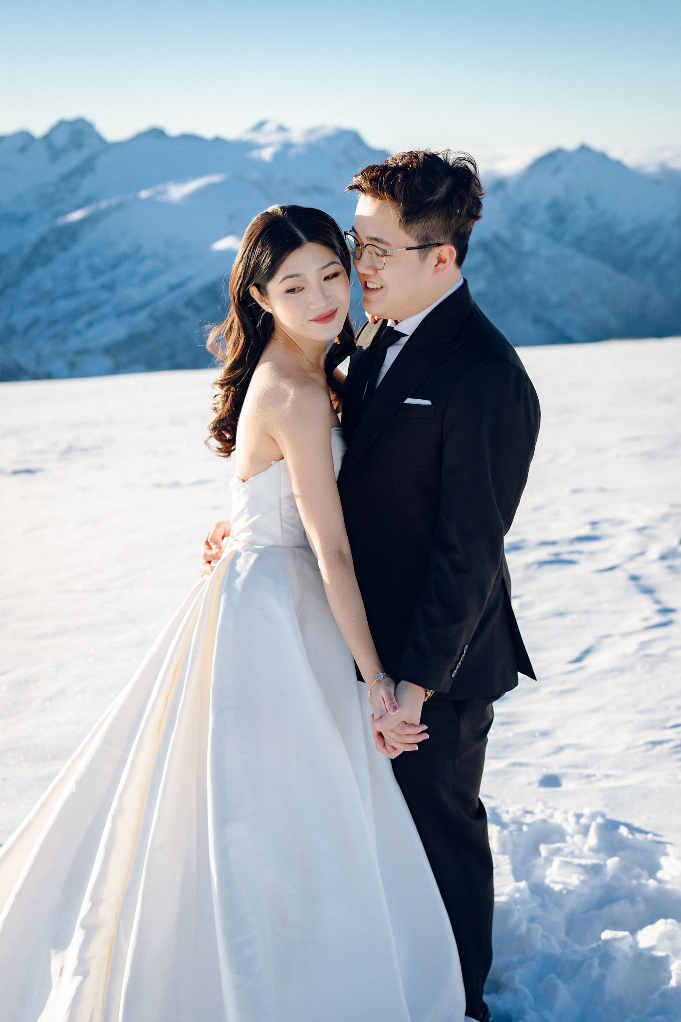 New Zealand Pre-Wedding Photoshoot | Arrowtown, Isobel Glacier, Alpaca Farm, Lake Tekapo & Mount Cook National Park at Isobel Glacier pre-wedding photo