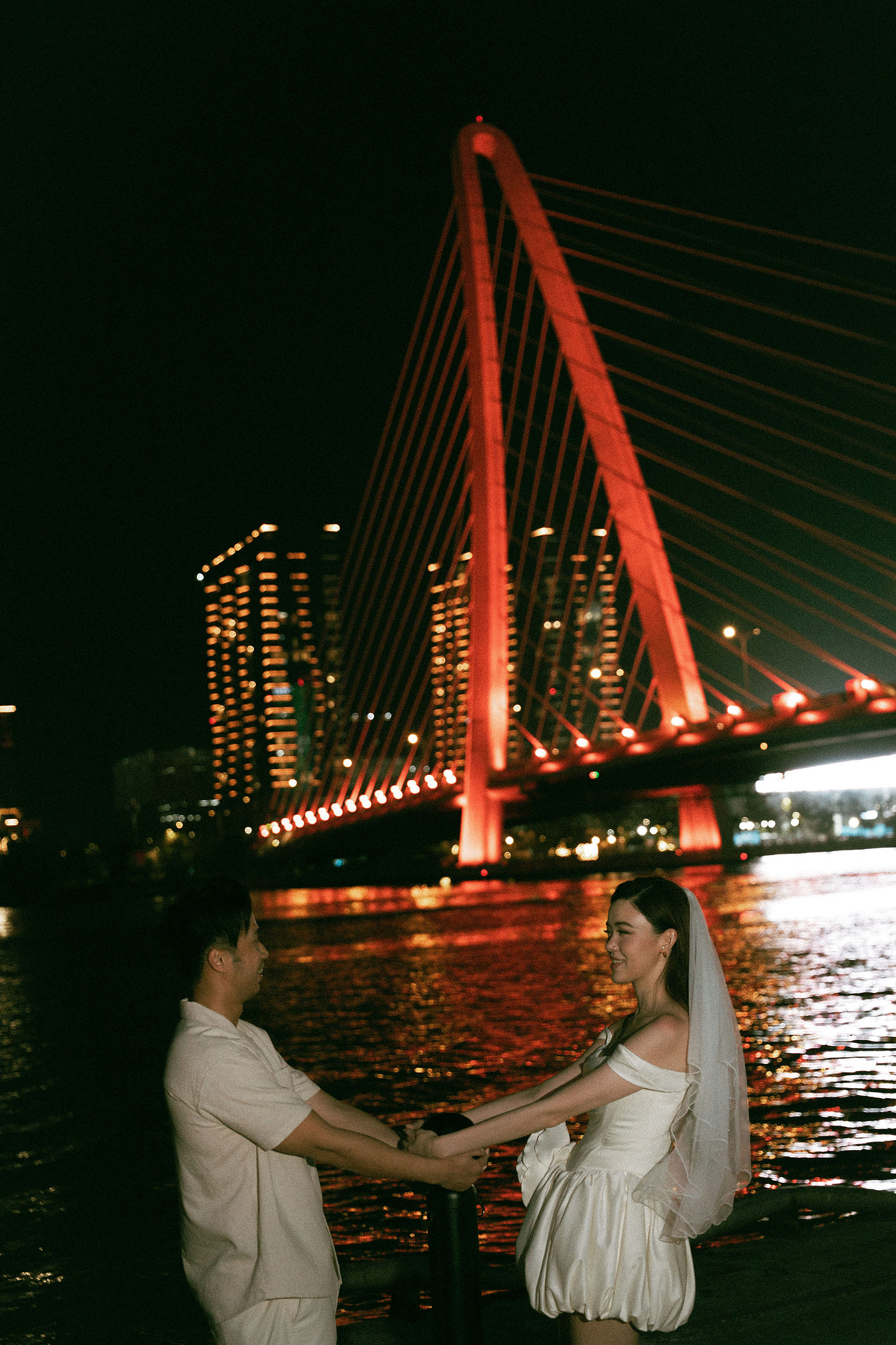 Ho Chi Minh Vietnam Pre-Wedding Photoshoot | European Film Studio, Market Streets & Saigon Bridge at Saigon Bridge pre-wedding photo