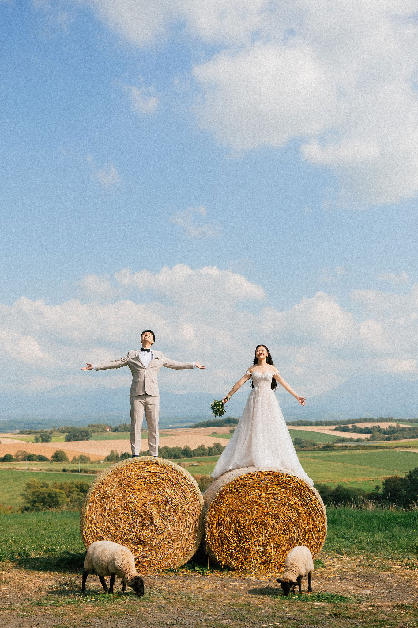 Furano, Hokkaido Pre-Wedding Photoshoot | Farm Chiyoda, Shikisai-no-oka & Ningle Terrace at Farm Chiyoda pre-wedding photo