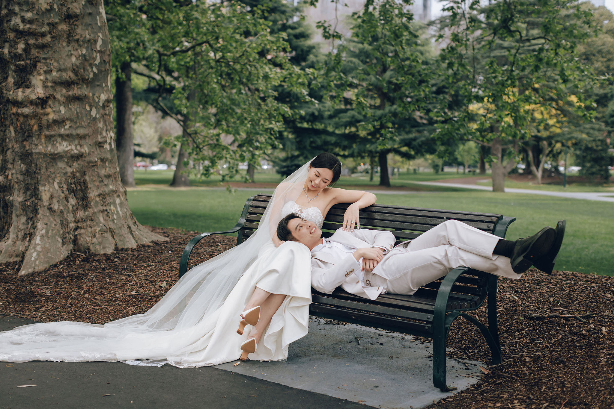 Melbourne Pre-Wedding Photoshoot | Redwood Forest, Higher Ground Cafe & Carlton Gardens at Carlton Gardens pre-wedding photo