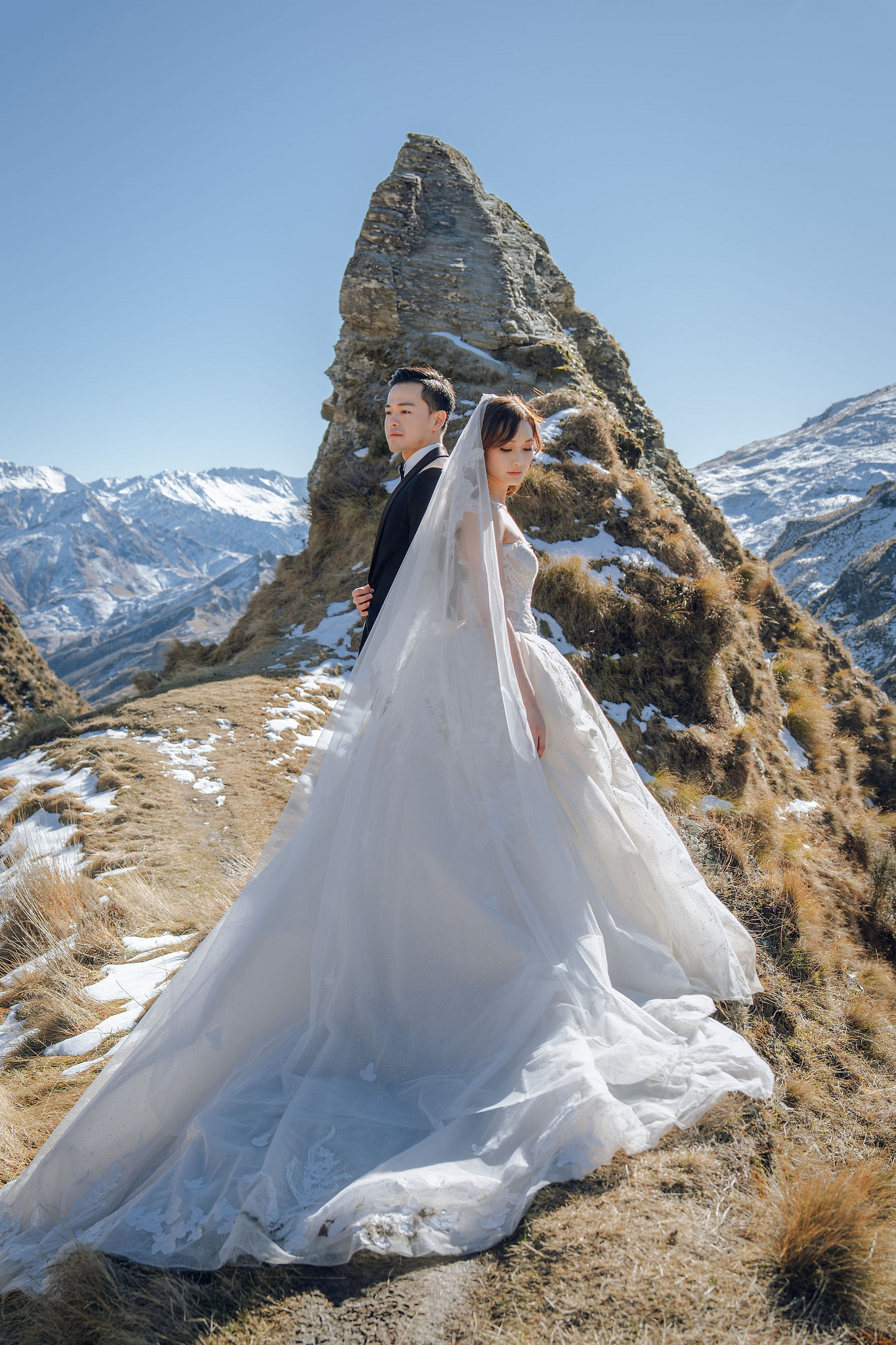 New Zealand Pre-Wedding Photoshoot | Coromandel Peak, Lake Wakatipu & Queenstown, Skippers Canyon, Lake Tekapo, Mount Cook National Park & Glacier at Skippers Canyon pre-wedding photo