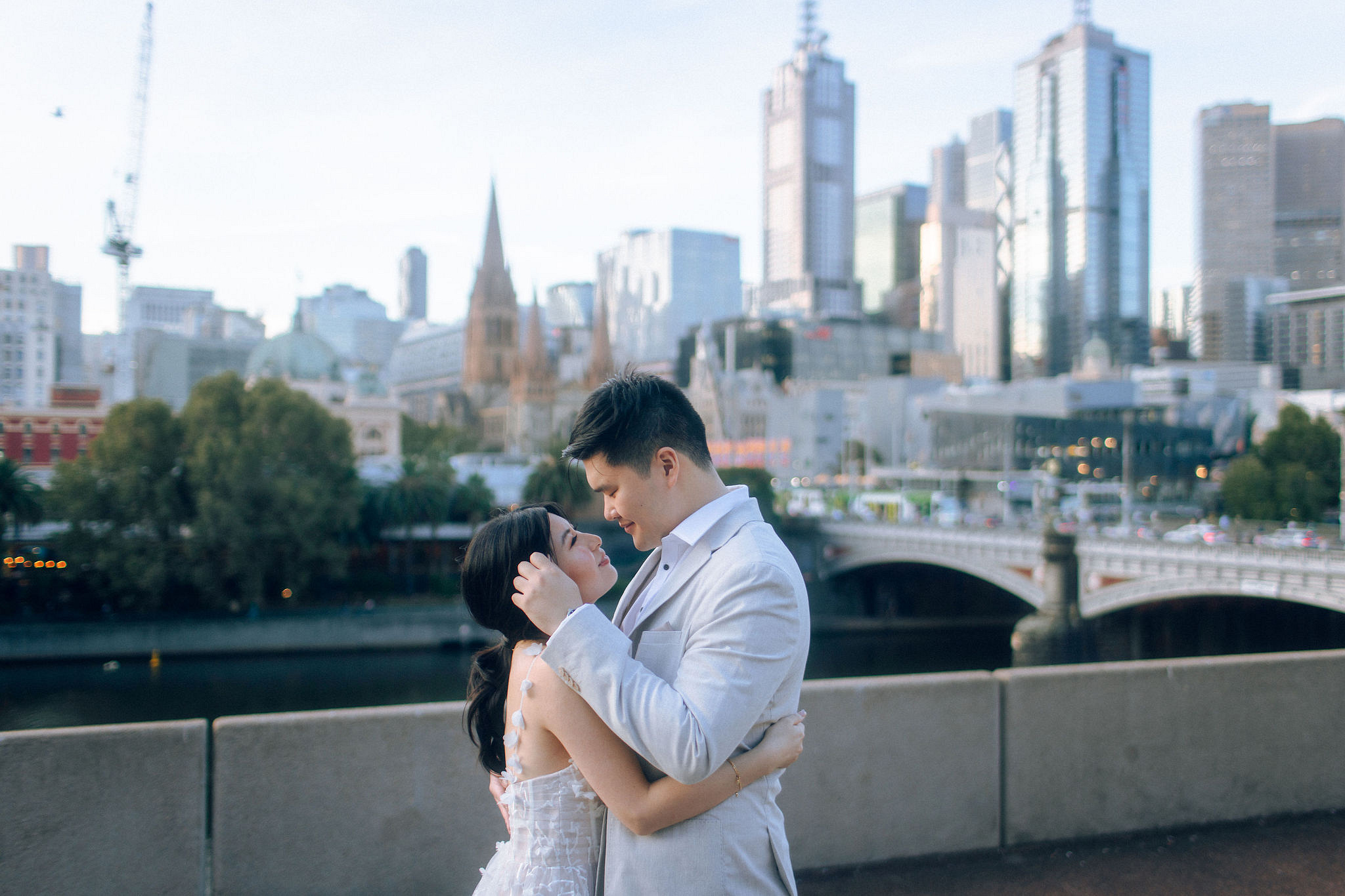 Melbourne Pre-Wedding Photoshoot | Mont Du Soleil, St Patrick Cathedral, The Parliament House & Prince Bridge at Prince Bridge pre-wedding photo