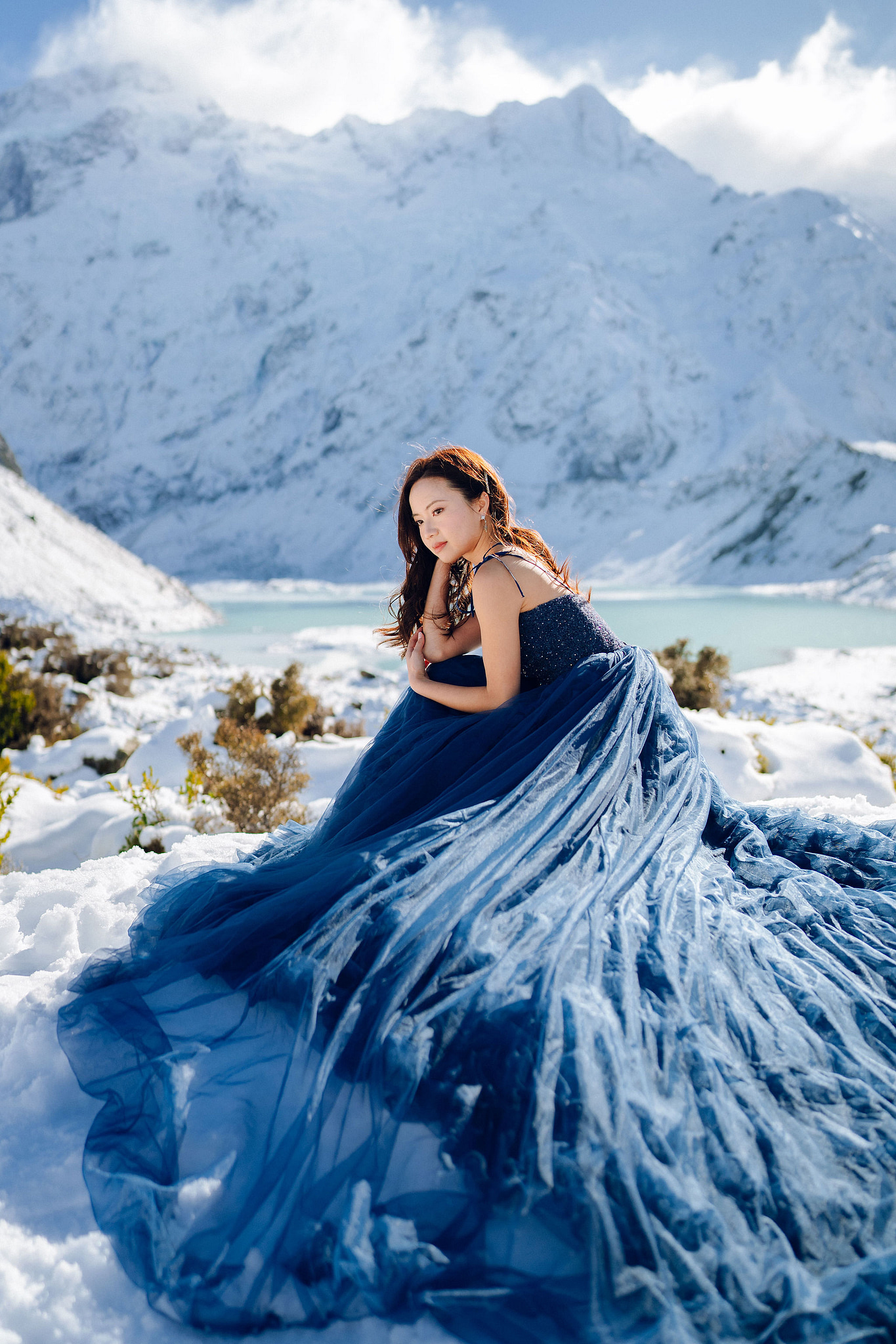 New Zealand Pre-Wedding Photoshoot with Lake Wakatipu, Skippers Canyon, Lake Tekapo, Mount Cook, and Omarama Clay Cliffs at Lake Tekapo & Mount Cook National Park pre-wedding photo