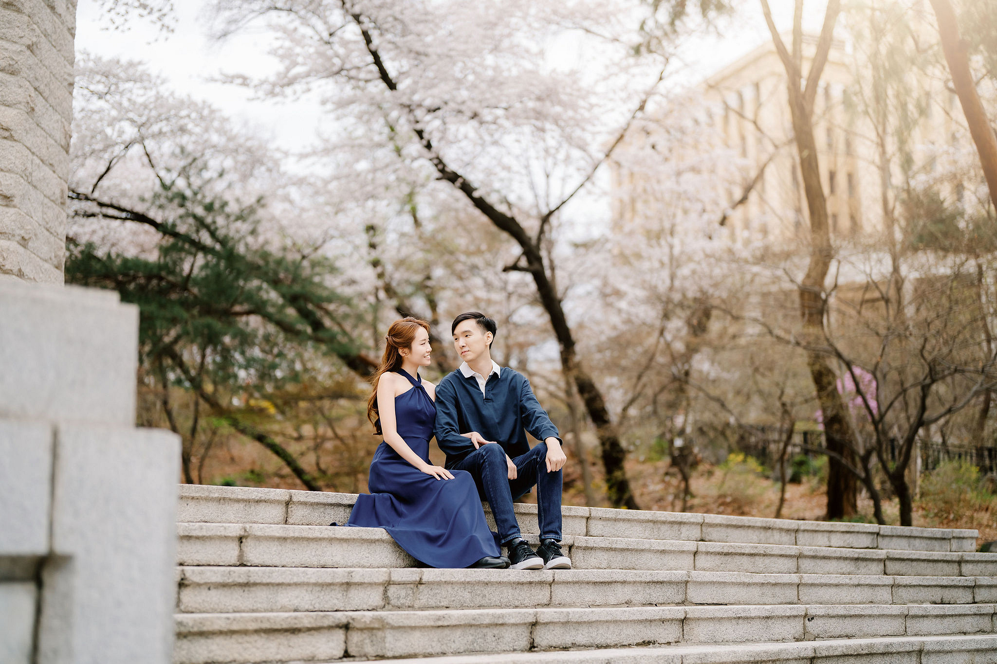 Seoul Pre-Wedding Photoshoot | Yongsan Park, Yonsei University & Kyung Hee University at Kyung Hee University pre-wedding photo