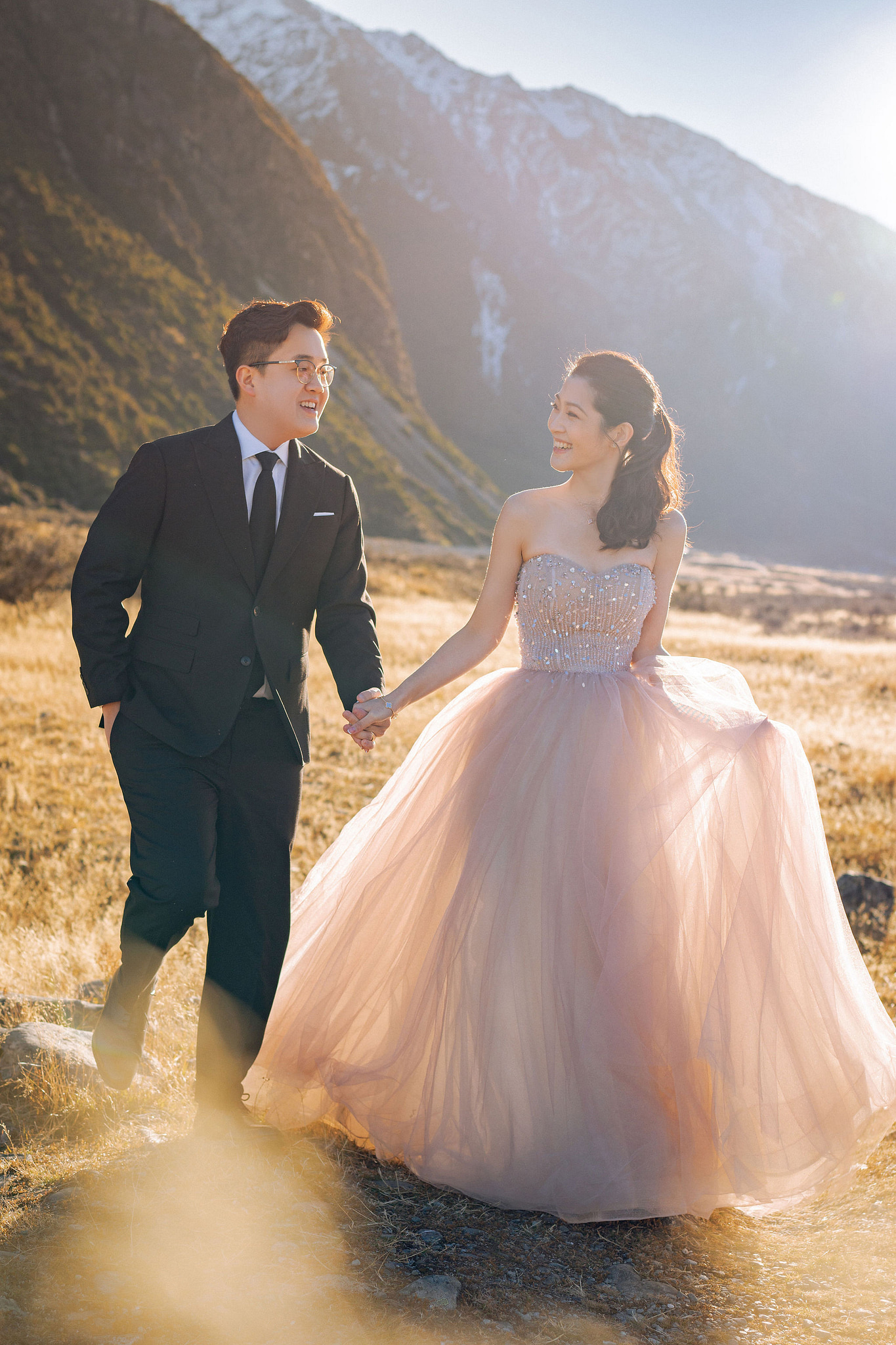 New Zealand Pre-Wedding Photoshoot | Arrowtown, Isobel Glacier, Alpaca Farm, Lake Tekapo & Mount Cook National Park at Mount Cook National Park pre-wedding photo