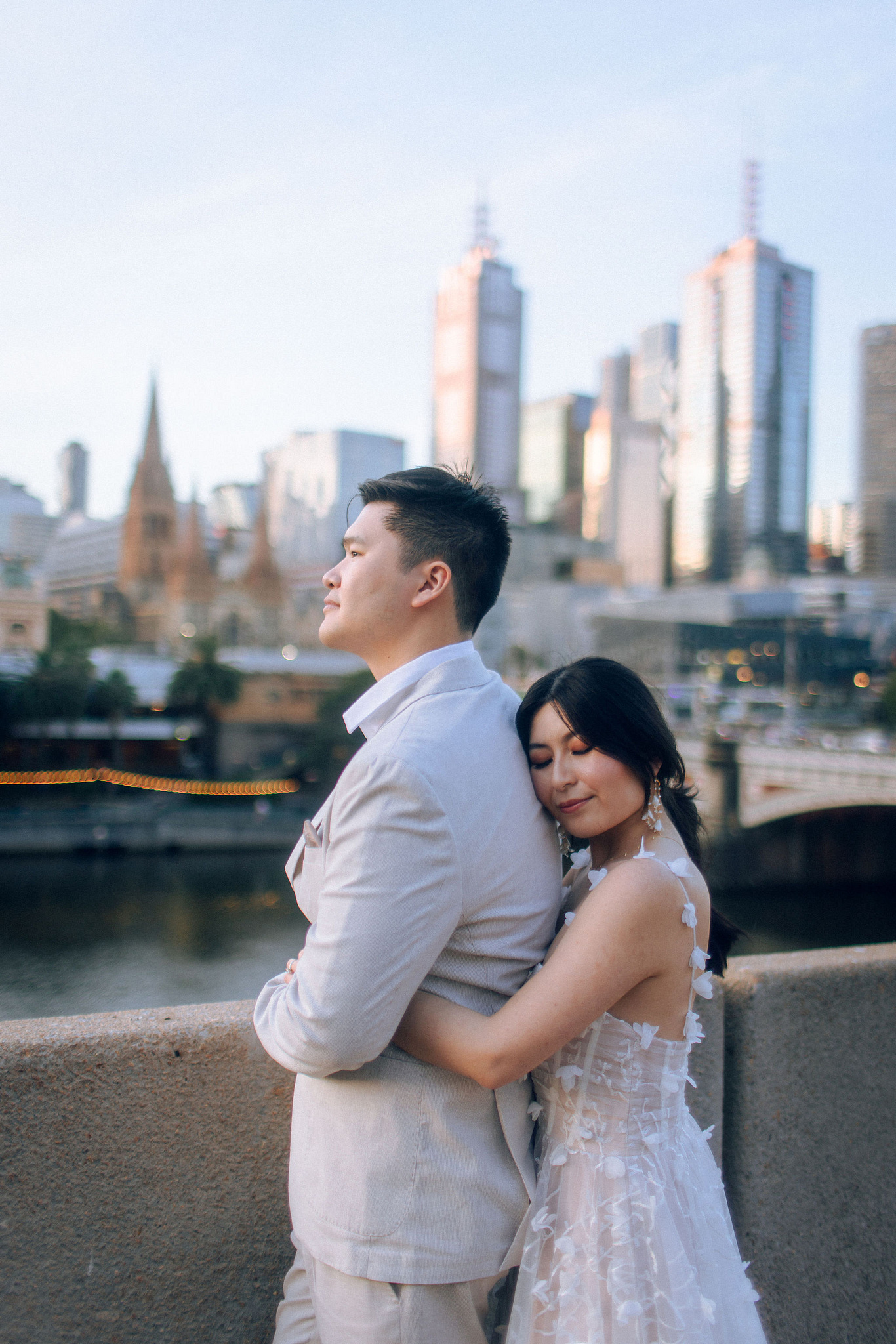 Melbourne Pre-Wedding Photoshoot | Mont Du Soleil, St Patrick Cathedral, The Parliament House & Prince Bridge at Prince Bridge pre-wedding photo