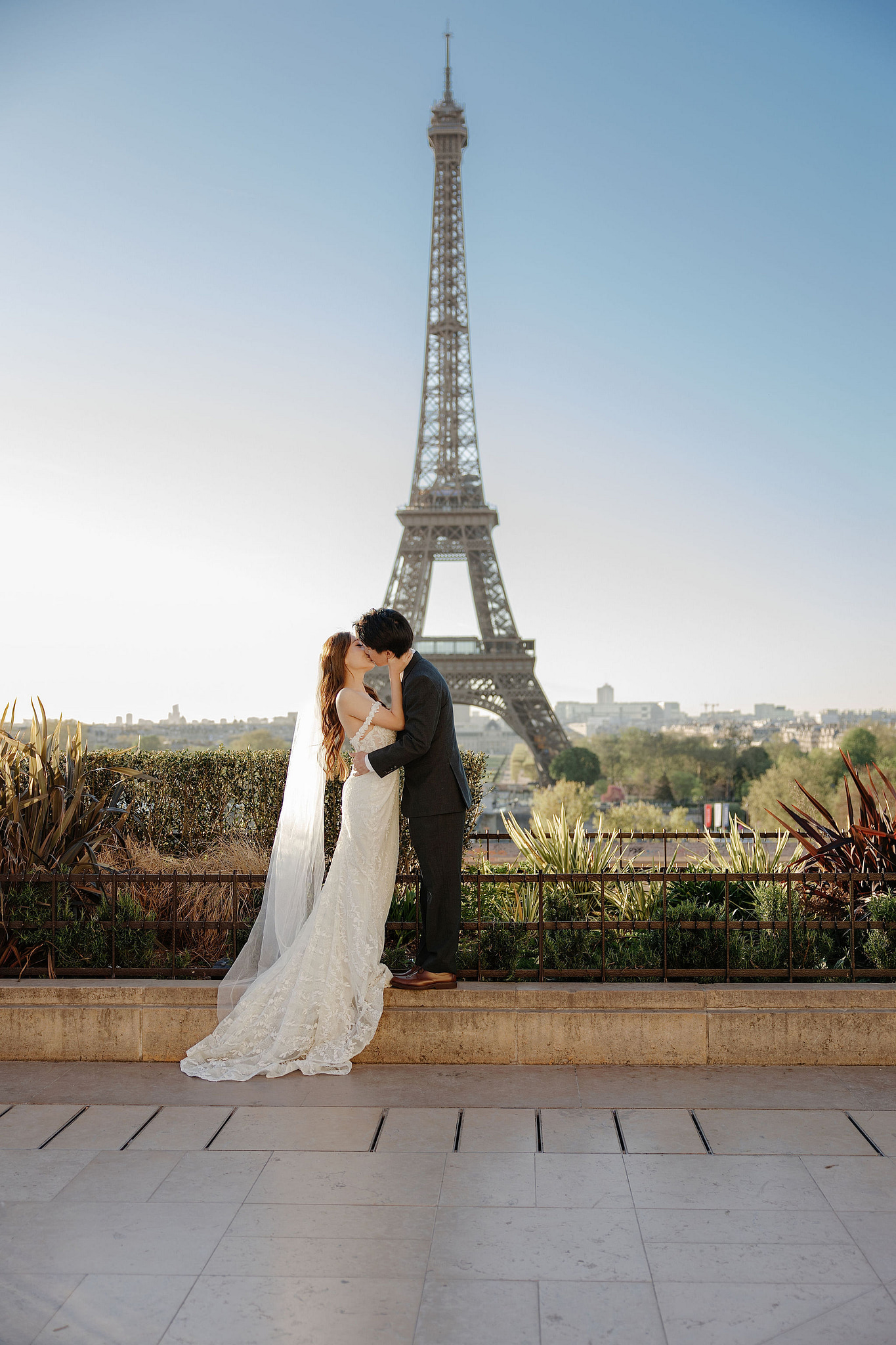 Paris Pre-Wedding Photoshoot | Place du Trocadéro, Bir-Hakeim Bridge, Sacré-Cœur Basilica, Parisian Café & Palais Royal at Place du Trocadéro pre-wedding photo