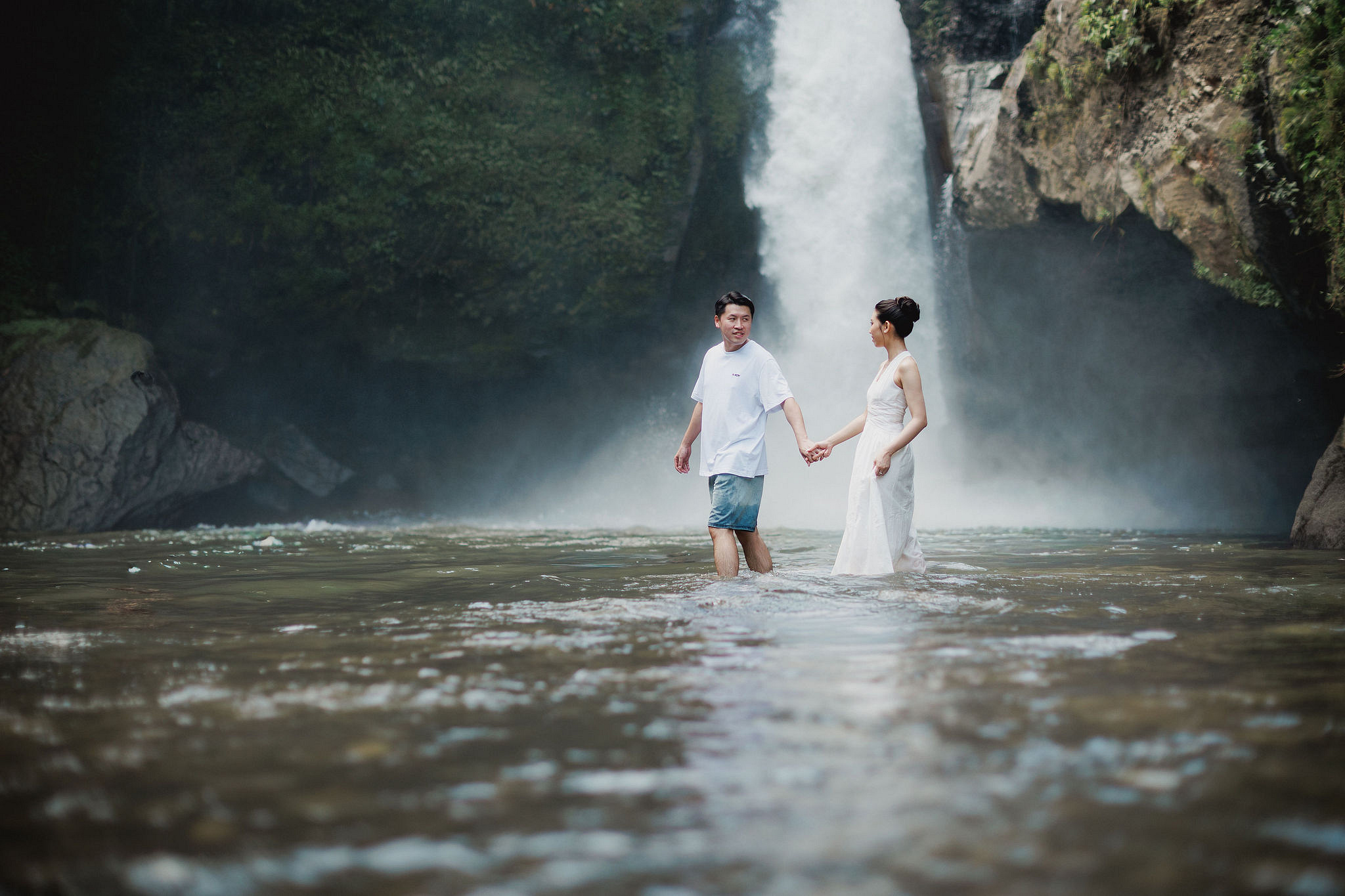 Bali Pre-Wedding Photoshoot | Mt. Batur Lava Fields, Blangsinga Waterfall & Balangan Beach at Blangsinga Waterfall pre-wedding photo