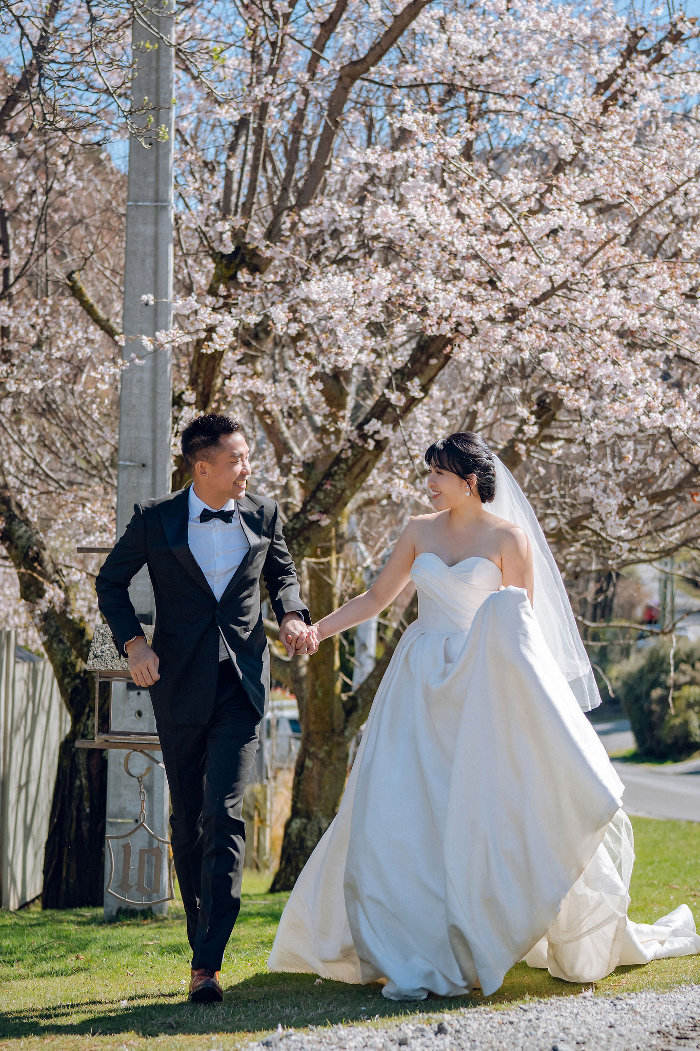 New Zealand Pre-Wedding Photoshoot | Lake Tekapo, Mount Cook, Tasman Glacier & Lake Wakatipu at Spring Blossom Path pre-wedding photo