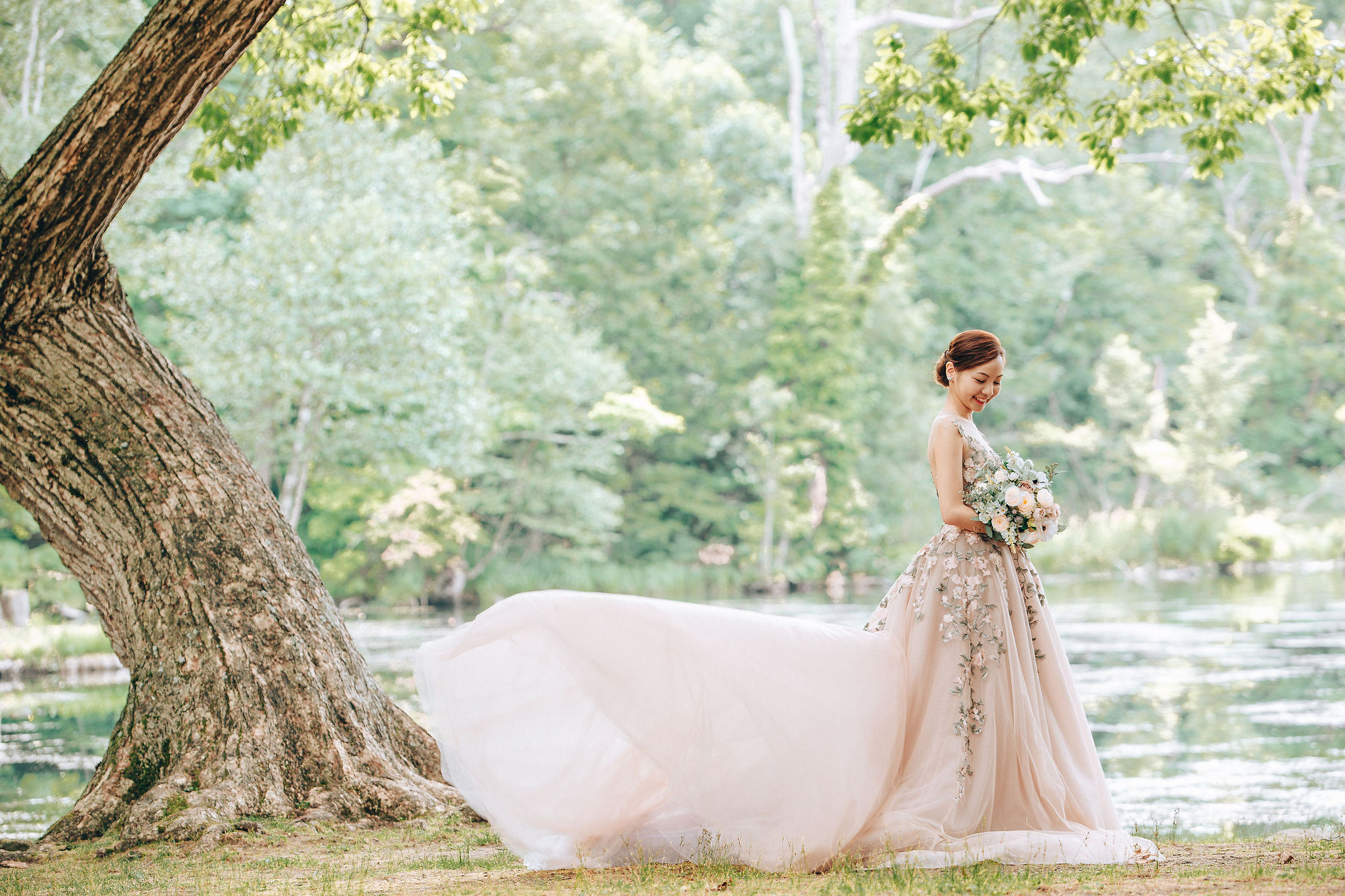 Hokkaido Summer Rainbow Flowers and Railway Track Japan Prewedding Photoshoot at Furano pre-wedding photo