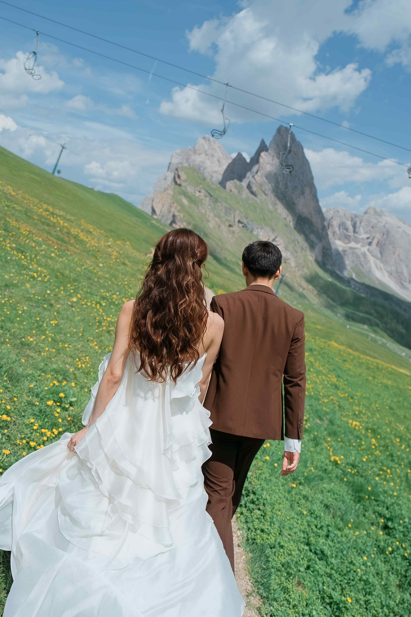 Dolomites Post-Wedding Photoshoot | Lago di Braies, Seceda & Val di Funes at Seceda pre-wedding photo
