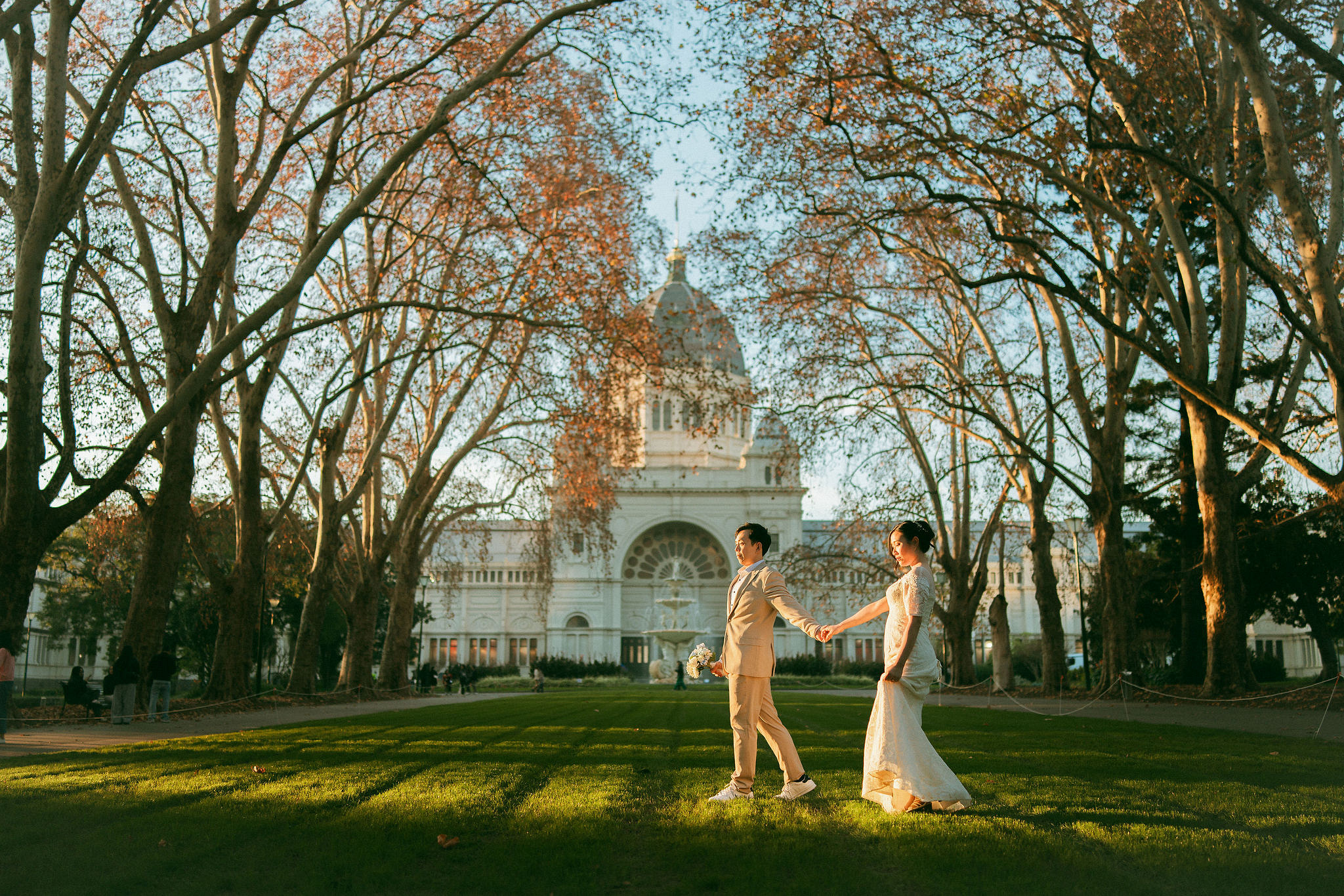 Melbourne Pre-Wedding Photoshoot | Gum Gully Farm, Studley Park & Carlton Gardens at Carlton Gardens pre-wedding photo