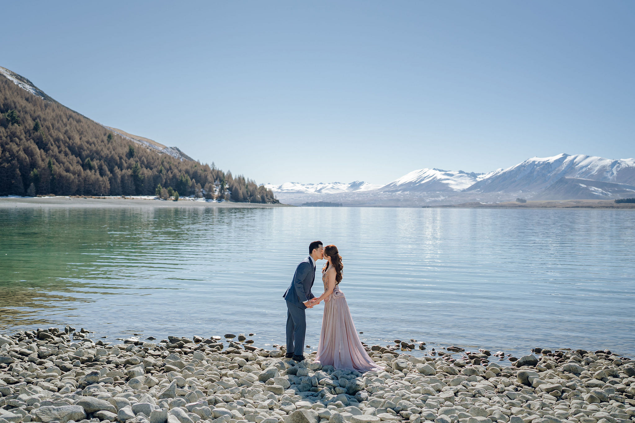 New Zealand Pre-Wedding Photoshoot | Coromandel Peak, Lake Wakatipu & Queenstown, Skippers Canyon, Lake Tekapo, Mount Cook National Park & Glacier at Lake Tekapo pre-wedding photo