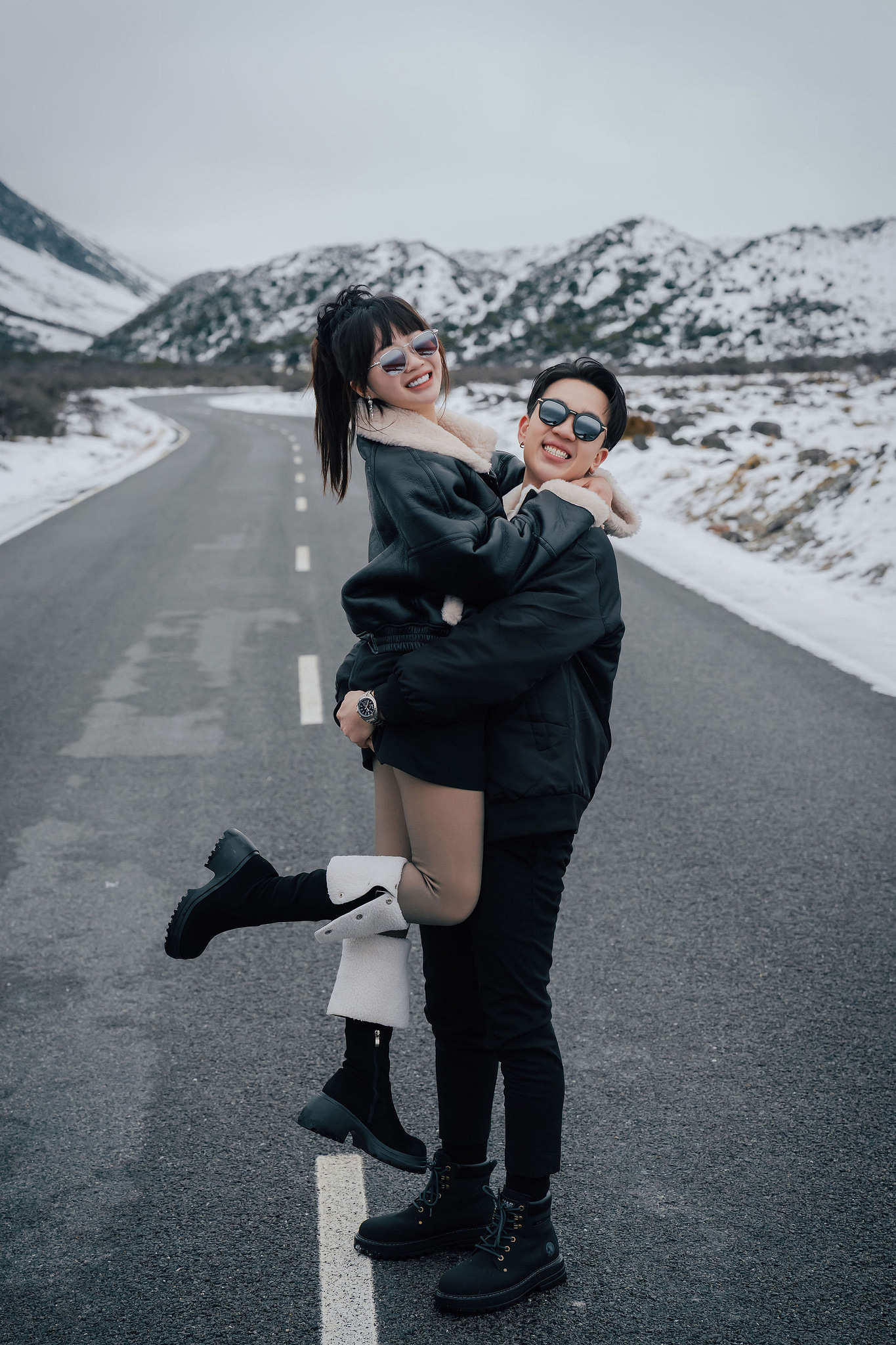 New Zealand Pre-Wedding Photoshoot | Lake Wakatipu, Fog Peak, Lake Tekapo, Glacier & Mount Cook National Park at Mount Cook National Park pre-wedding photo