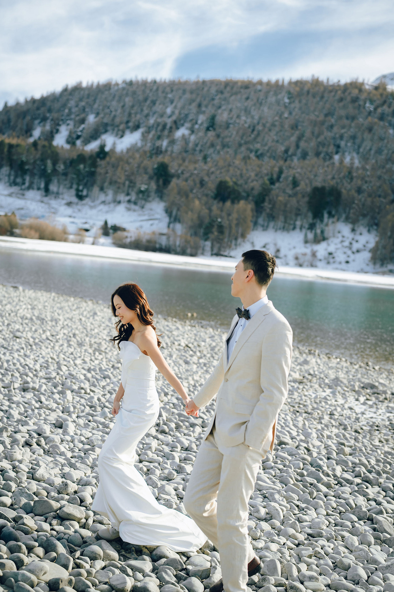 New Zealand Pre-Wedding Photoshoot with Lake Wakatipu, Skippers Canyon, Lake Tekapo, Mount Cook, and Omarama Clay Cliffs at Lake Tekapo & Mount Cook National Park pre-wedding photo