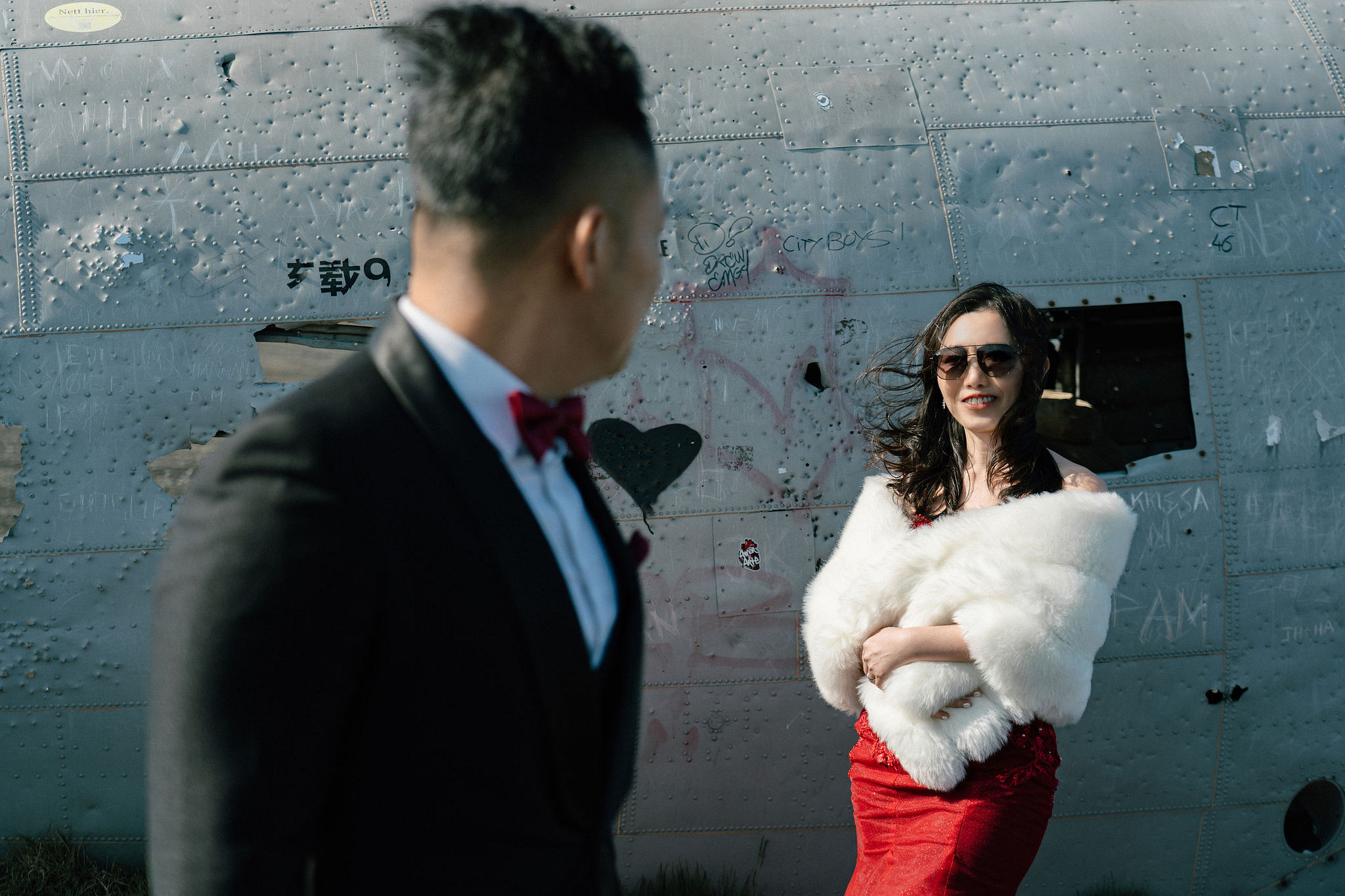 Iceland Pre-Wedding Photoshoot | Hallgrimskirkja, Skogafoss, DC Plane Wreck & Black Sand Beach at DC Plane Wreck pre-wedding photo