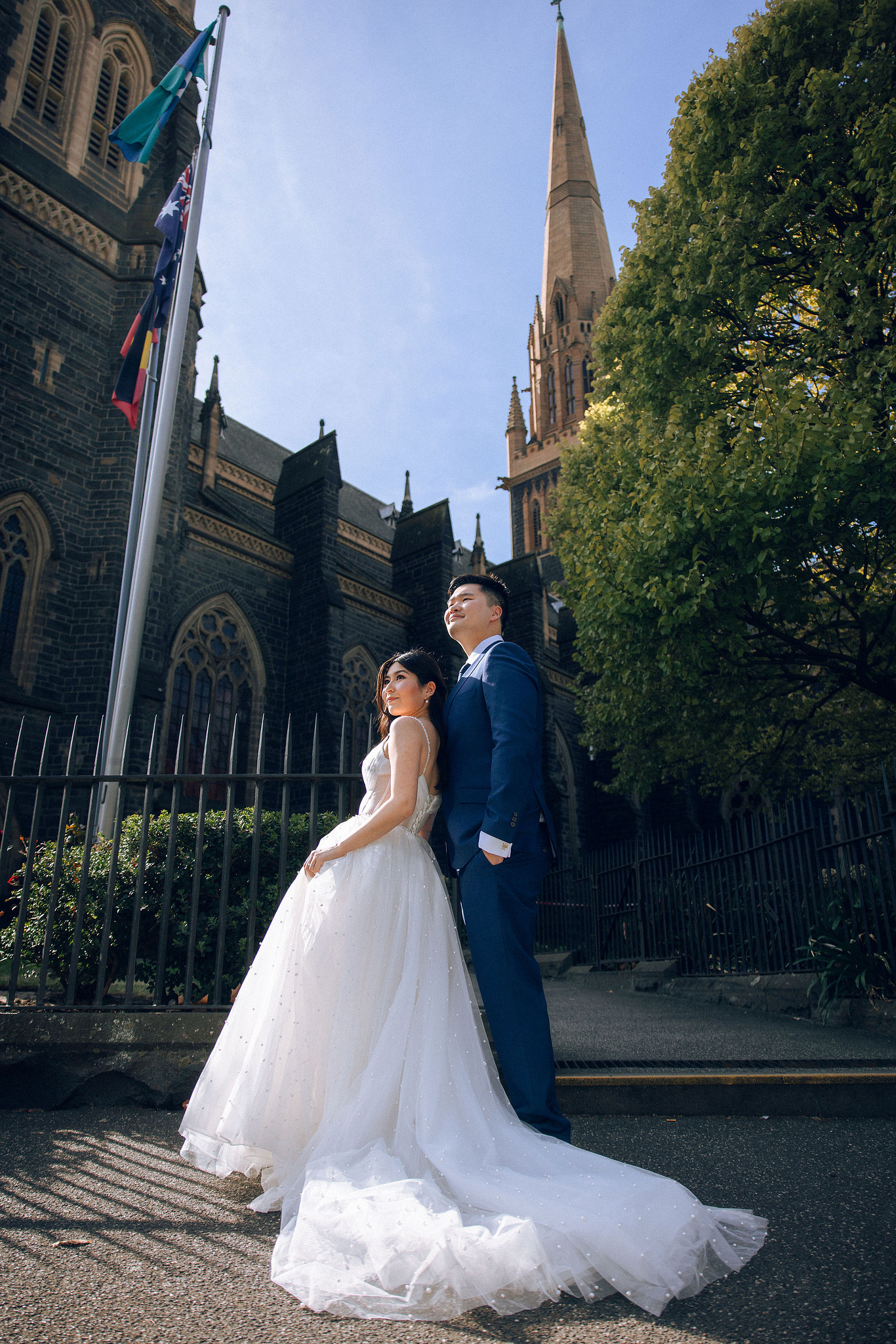 Melbourne Pre-Wedding Photoshoot | Mont Du Soleil, St Patrick Cathedral, The Parliament House & Prince Bridge at St Patrick Cathedral pre-wedding photo