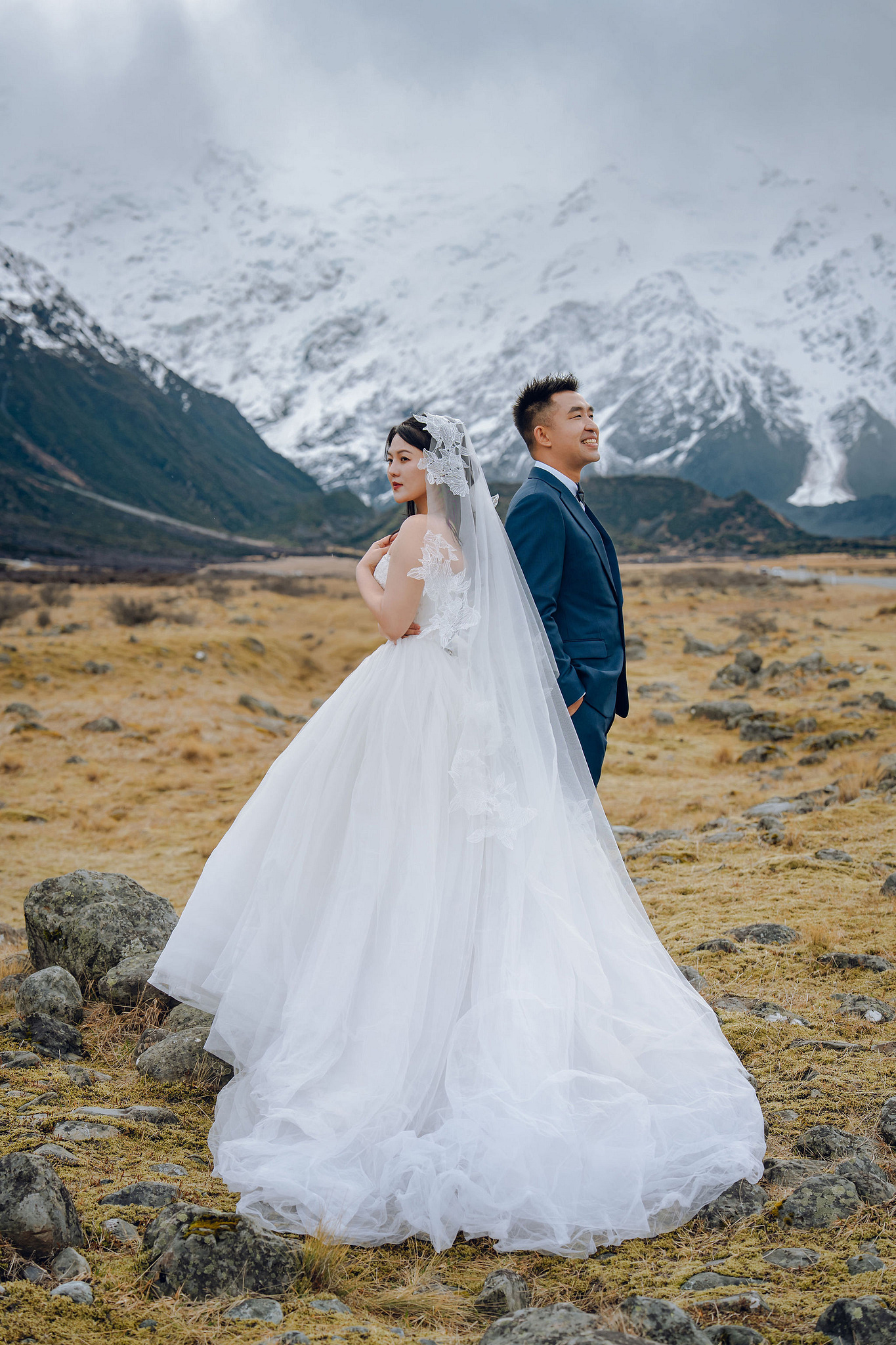 New Zealand Pre-Wedding Photoshoot | Lake Tekapo, Mount Cook, Tasman Glacier & Lake Wakatipu at Mount Cook Highway pre-wedding photo