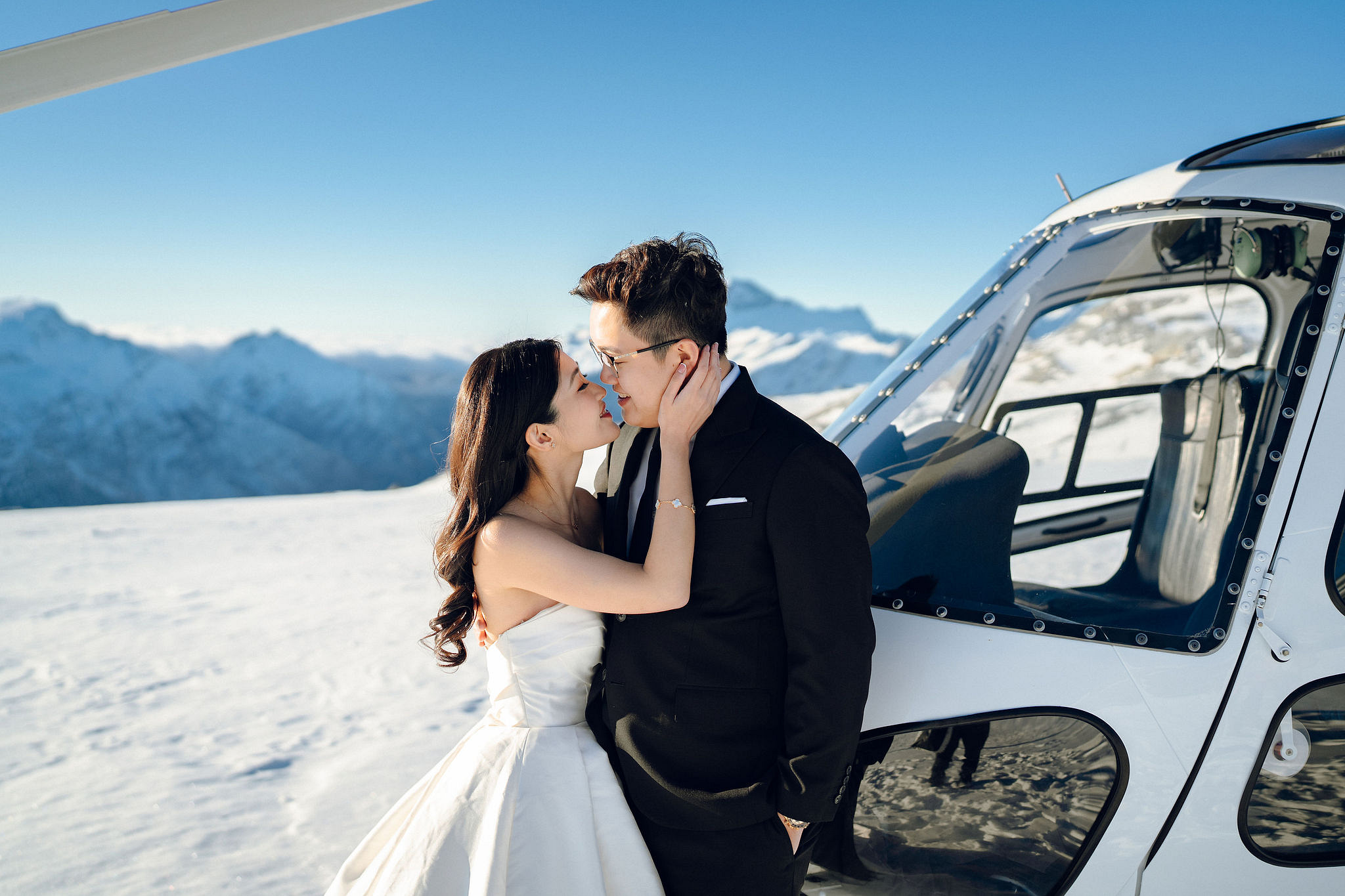 New Zealand Pre-Wedding Photoshoot | Arrowtown, Isobel Glacier, Alpaca Farm, Lake Tekapo & Mount Cook National Park at Isobel Glacier pre-wedding photo
