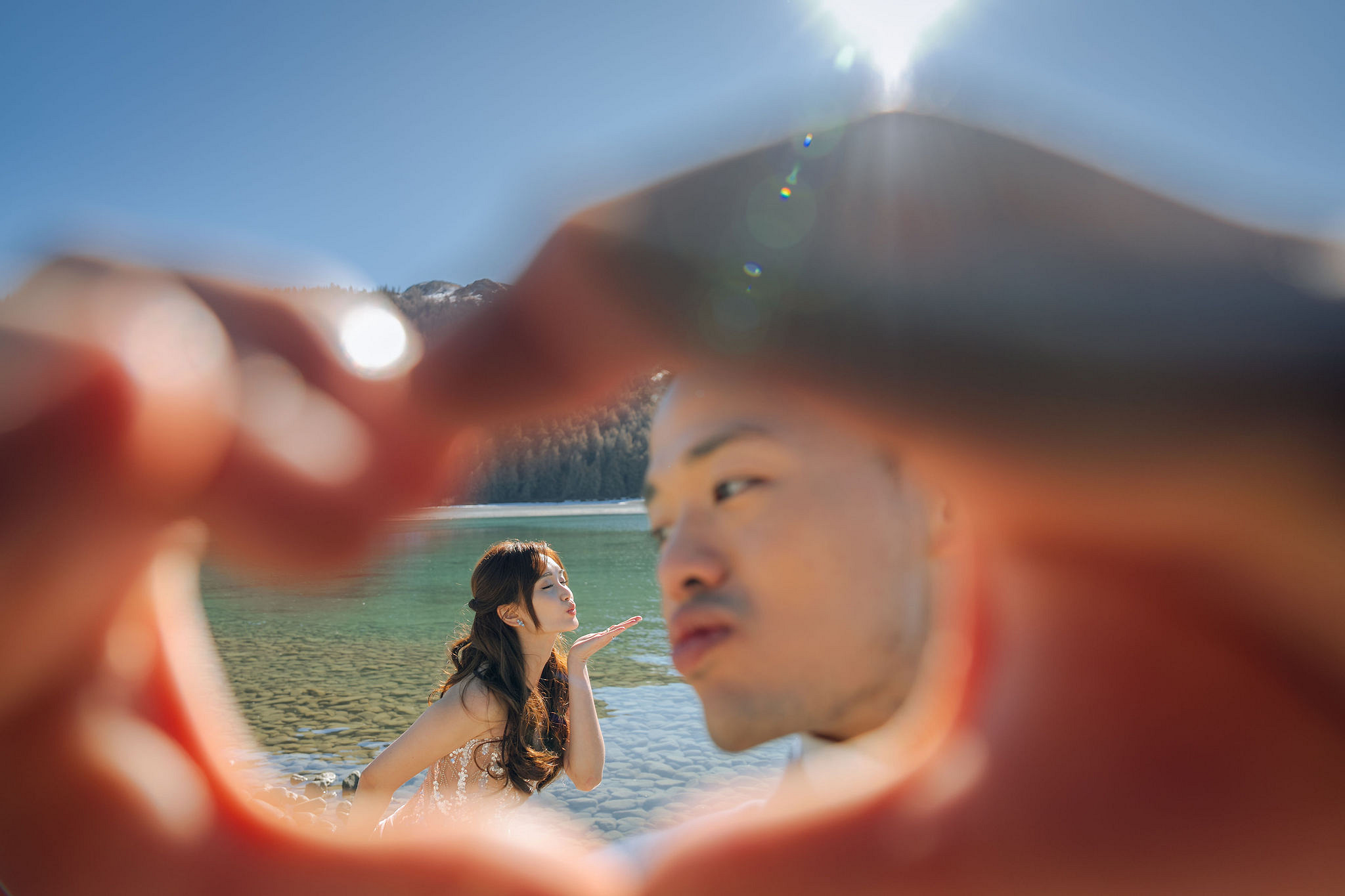 New Zealand Pre-Wedding Photoshoot | Coromandel Peak, Lake Wakatipu & Queenstown, Skippers Canyon, Lake Tekapo, Mount Cook National Park & Glacier at Lake Tekapo pre-wedding photo