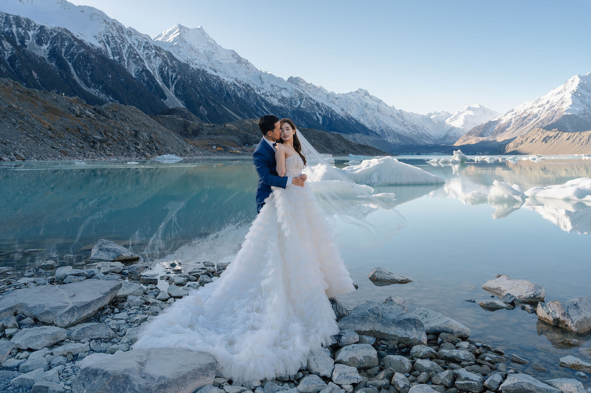 New Zealand Pre-Wedding Photoshoot | Coromandel Peak, Lake Wakatipu & Queenstown, Skippers Canyon, Lake Tekapo, Mount Cook National Park & Glacier at Glacier pre-wedding photo