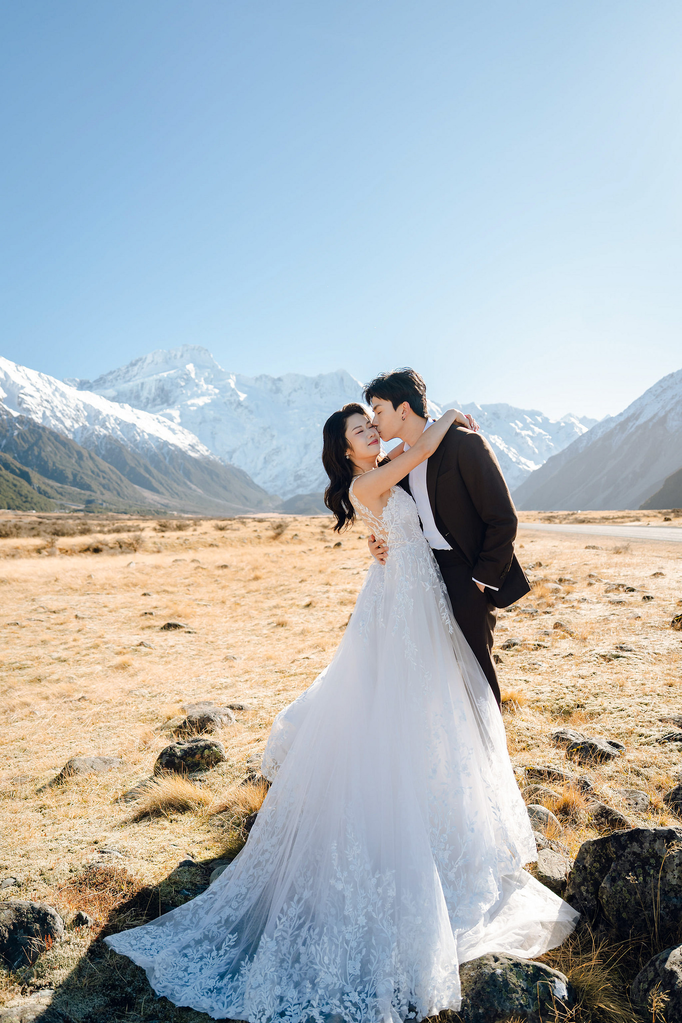 New Zealand Pre-Wedding Photoshoot | Lake Wakatipu & Cecil Peak, Glacier & Mount Cook National Park at Mount Cook National Park pre-wedding photo