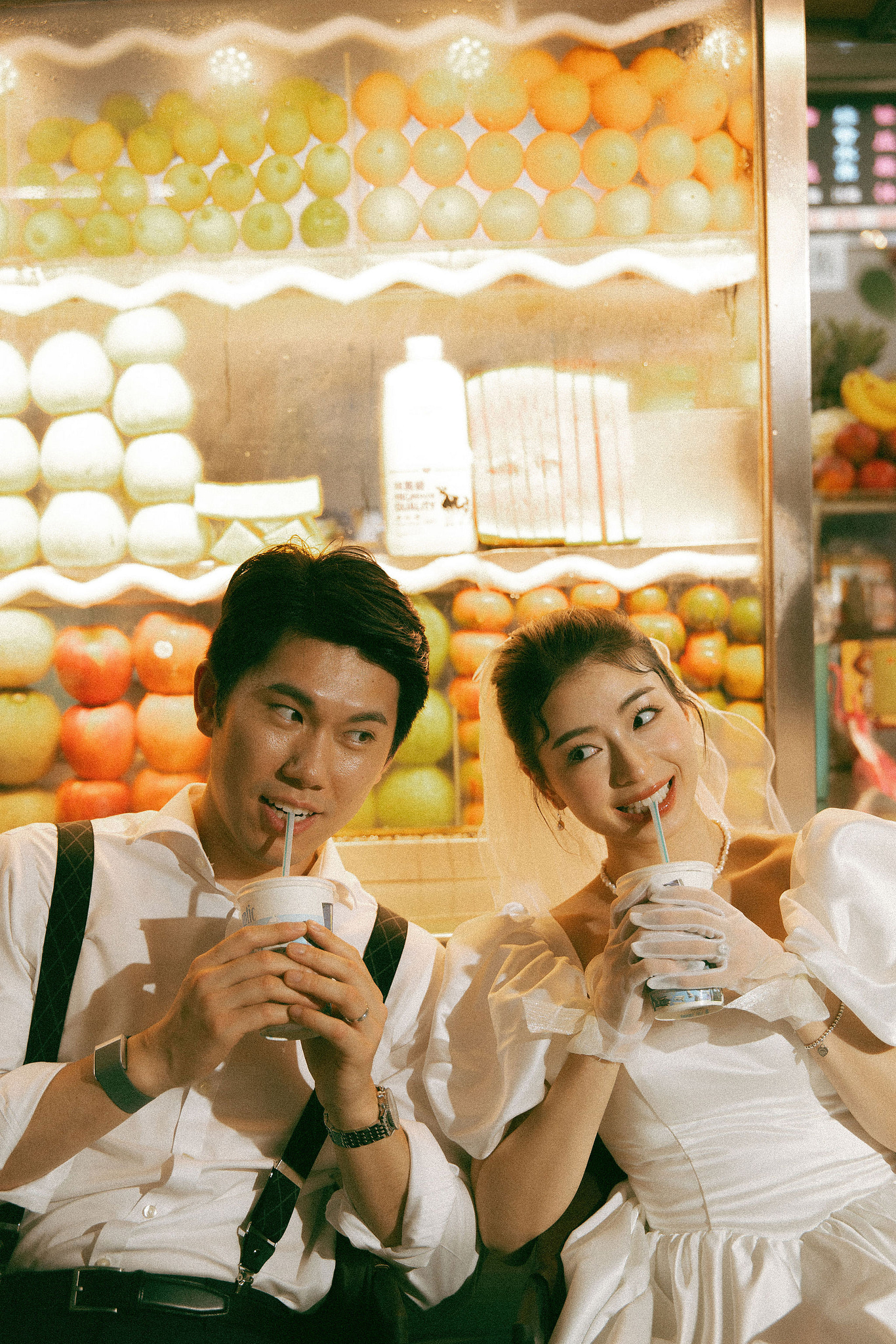 Taiwan Pre-Wedding Photoshoot Traditional Garden Qi Pao Experience Yangmingshan Vintage Night Market Shoot at Night Market pre-wedding photo