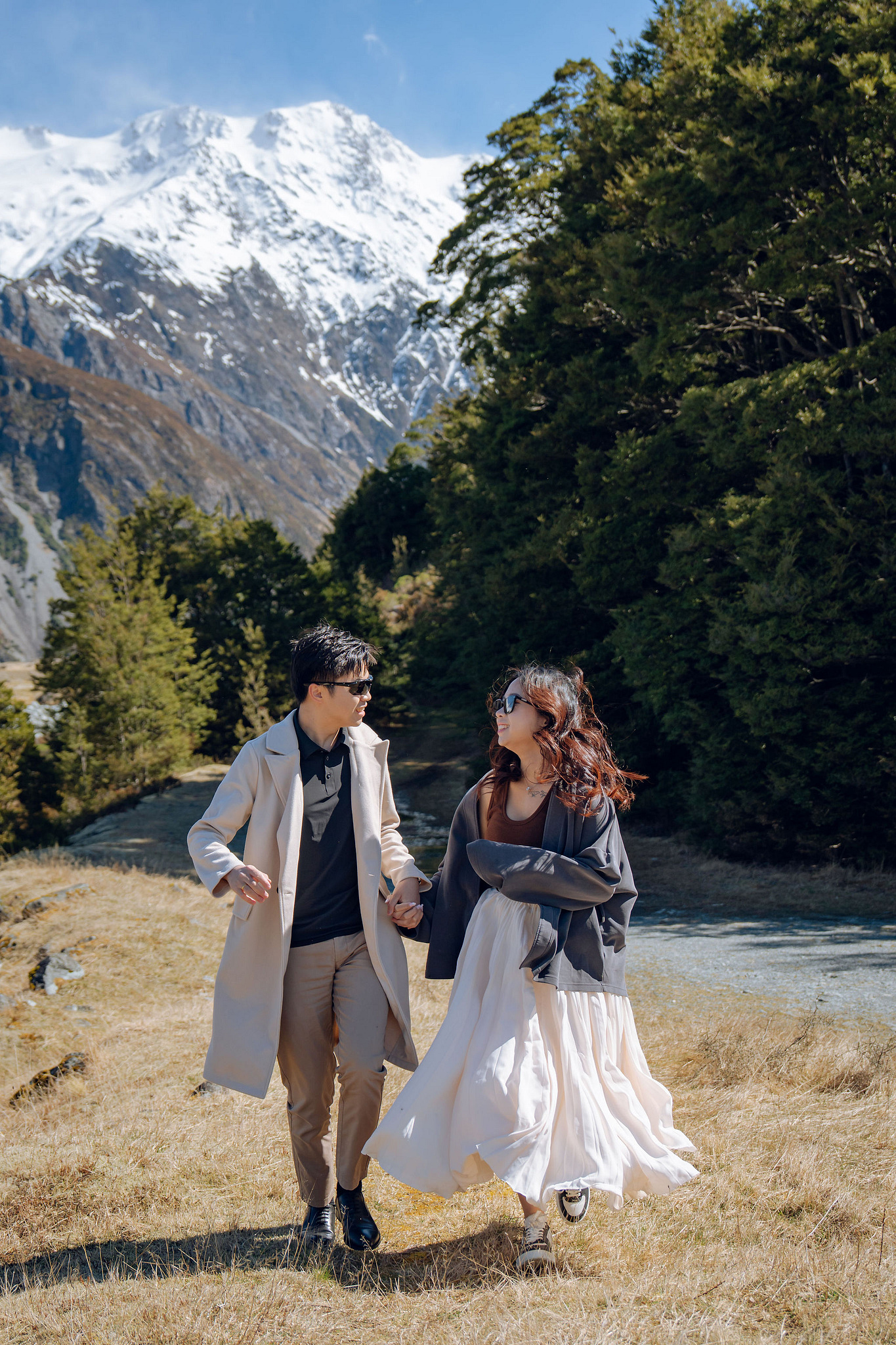 New Zealand Pre-Wedding Photoshoot | Lake Wakatipu, Alta Tarns, Coromandel Peak to Mount Cook at Mount Cook National Park pre-wedding photo