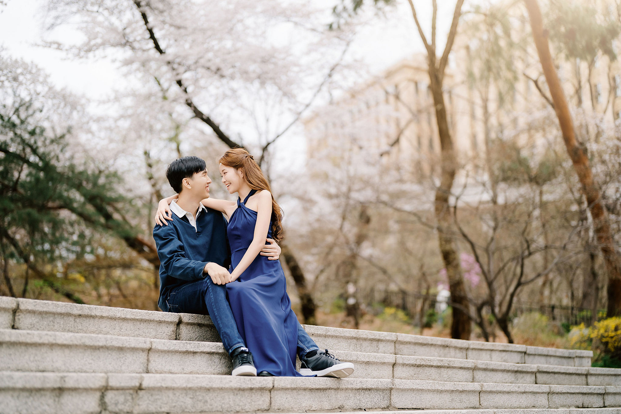 Seoul Pre-Wedding Photoshoot | Yongsan Park, Yonsei University & Kyung Hee University at Kyung Hee University pre-wedding photo