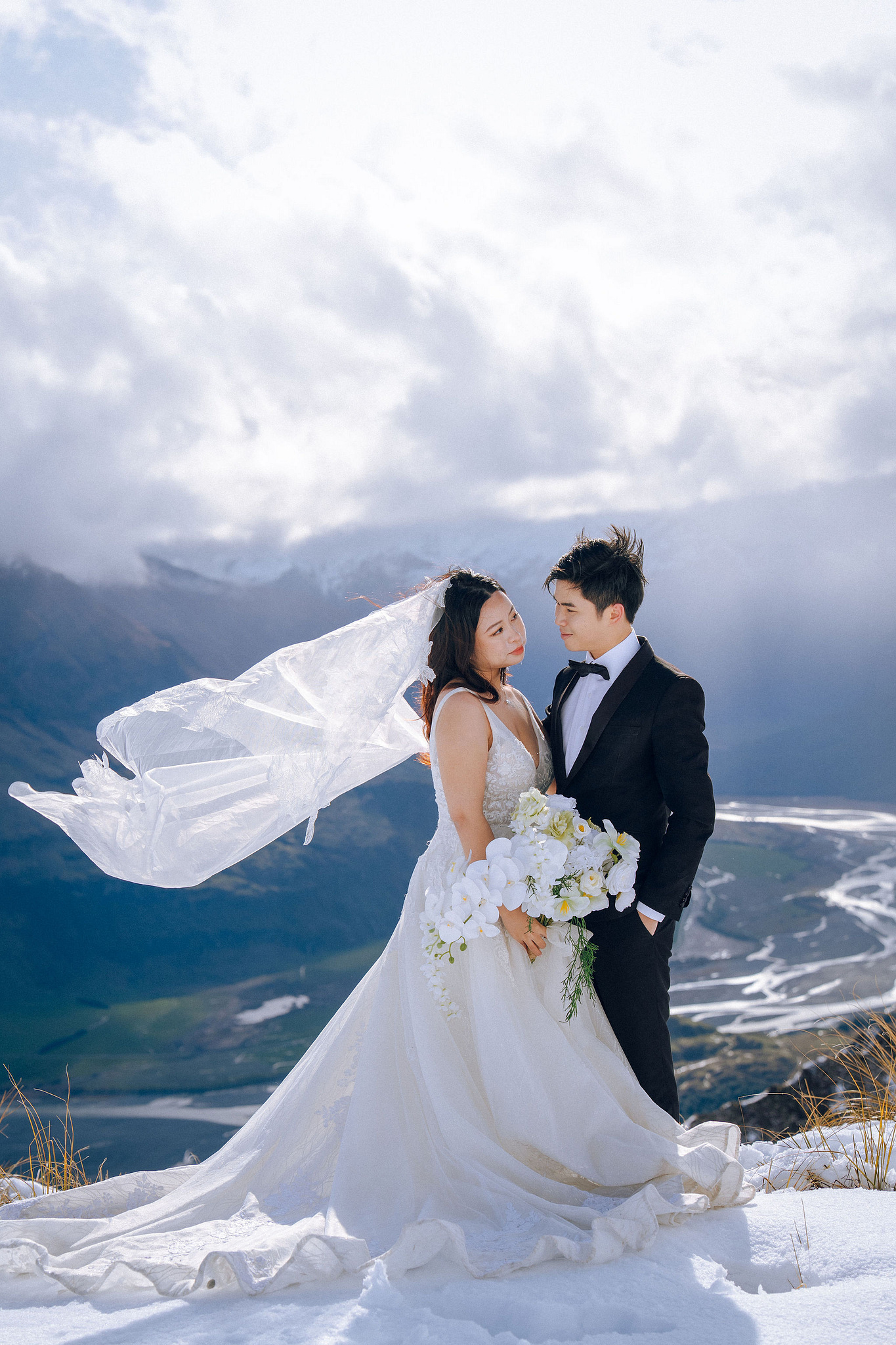 New Zealand Pre-Wedding Photoshoot | Lake Wakatipu, Alta Tarns, Coromandel Peak to Mount Cook at Alta Tarns pre-wedding photo