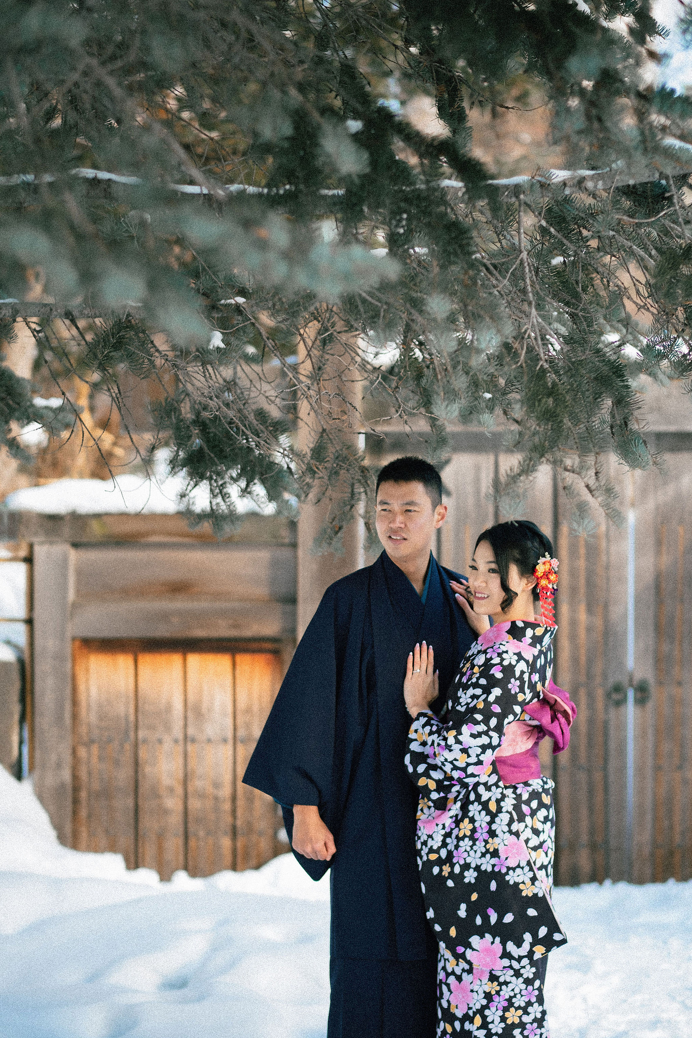 Hokkaido Pre-Wedding Photoshoot with Iyahiko Shrine, Nakajima Park, Moerenuma Park & Otaru Canal at Yahiko Shrine pre-wedding photo