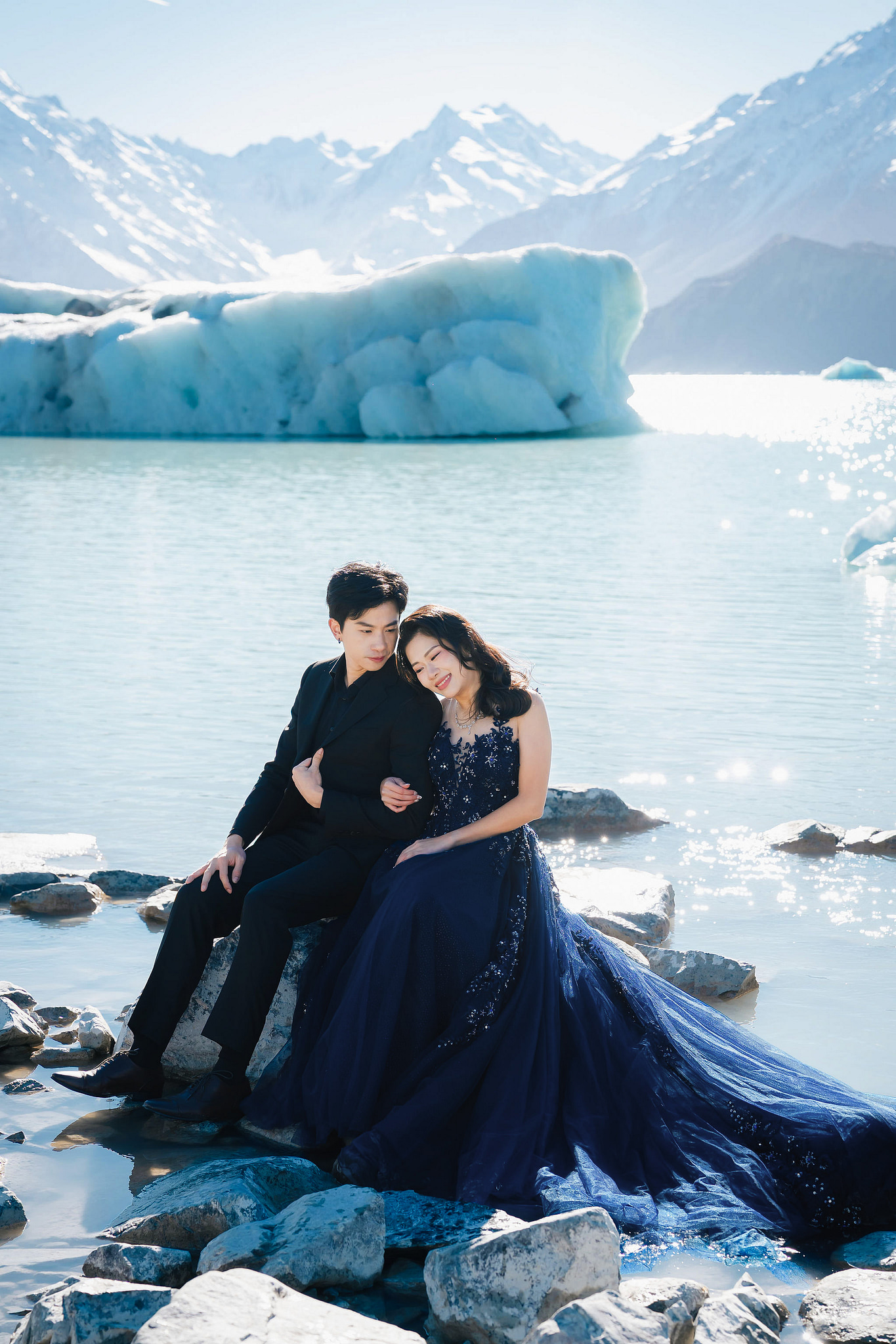 New Zealand Pre-Wedding Photoshoot | Lake Wakatipu & Cecil Peak, Glacier & Mount Cook National Park at Glacier pre-wedding photo