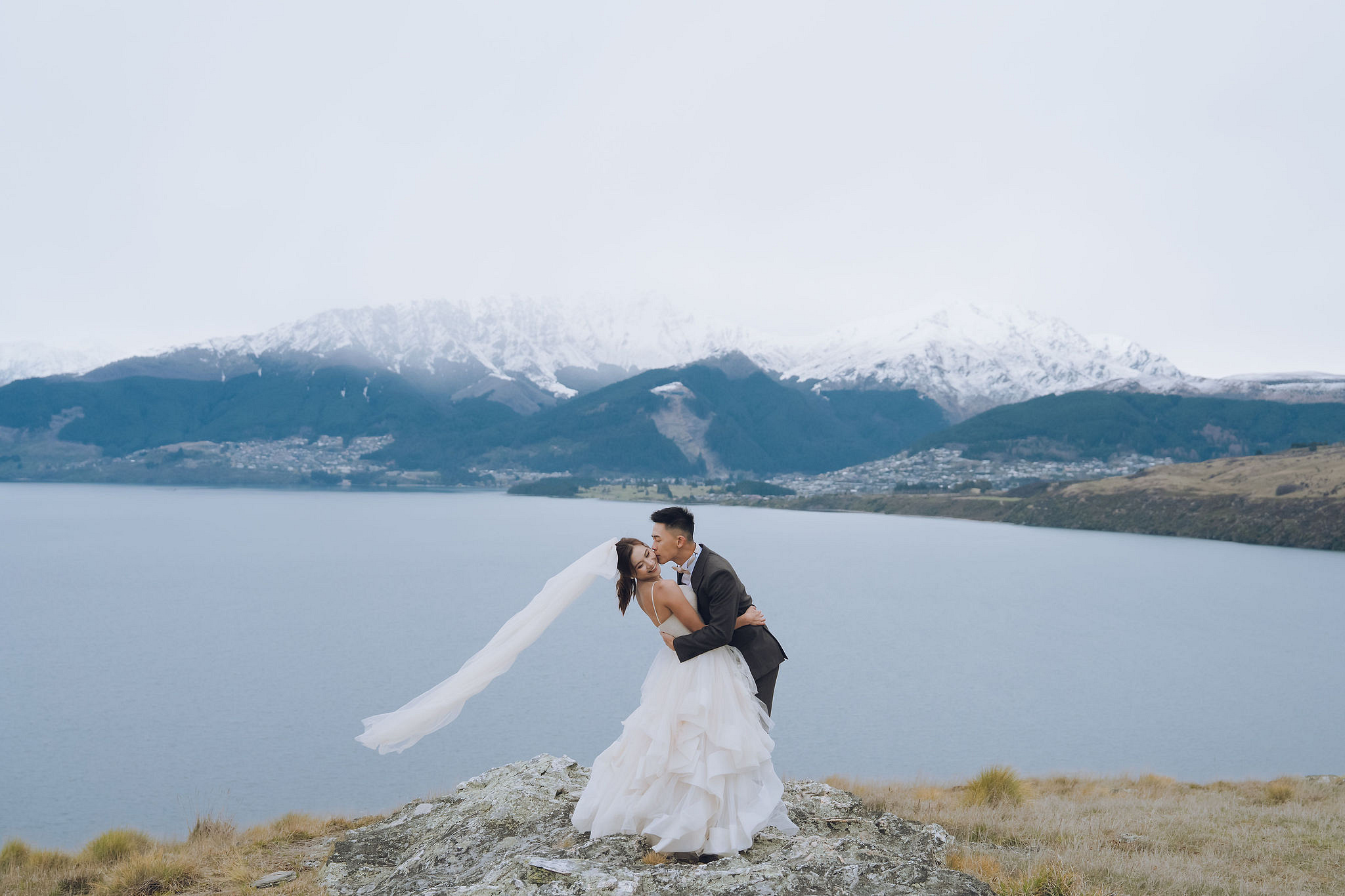 New Zealand Pre-Wedding Photoshoot | Queenstown, Lake Wakatipu, Skippers Canyon & Arrowtown at Lake Wakatipu pre-wedding photo