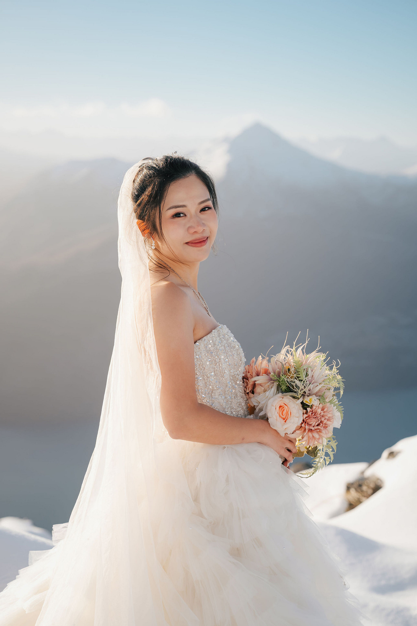 New Zealand Pre-Wedding Photoshoot | Lake Wakatipu & Cecil Peak, Glacier & Mount Cook National Park at Lake Wakatipu & Cecil Peak pre-wedding photo