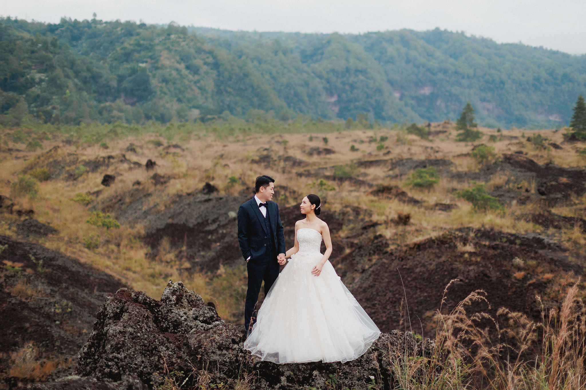 Bali Pre-Wedding Photoshoot | Mt. Batur Lava Fields, Blangsinga Waterfall & Balangan Beach at Mt. Batur Lava Fields pre-wedding photo