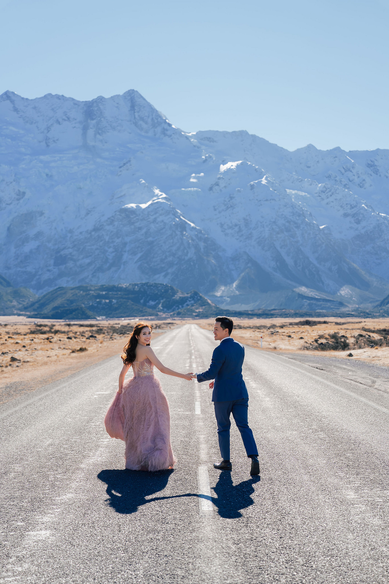 New Zealand Pre-Wedding Photoshoot | Coromandel Peak, Lake Wakatipu & Queenstown, Skippers Canyon, Lake Tekapo, Mount Cook National Park & Glacier at Mount Cook National Park pre-wedding photo